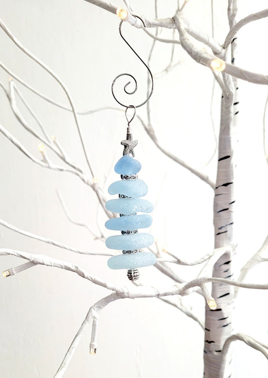 Sea Glass Christmas Tree Ornament/Sea Glass Pine Tree Ornament/Genuine Sea Glass Tree Ornament/164