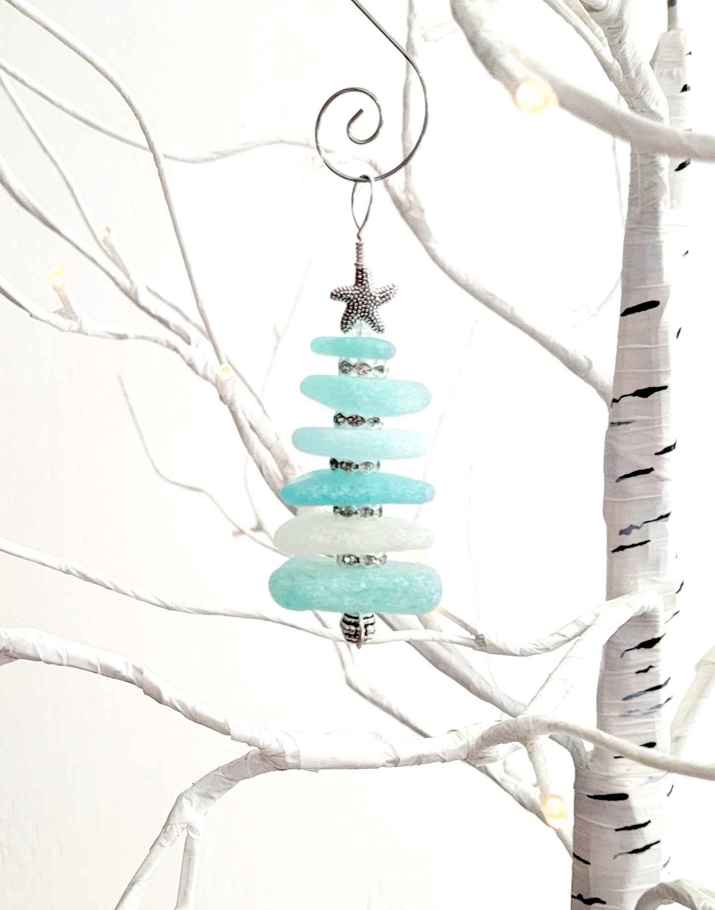 Sea Glass Christmas Tree Ornament/Sea Glass Pine Tree Ornament/Genuine Sea Glass Tree Ornament/168