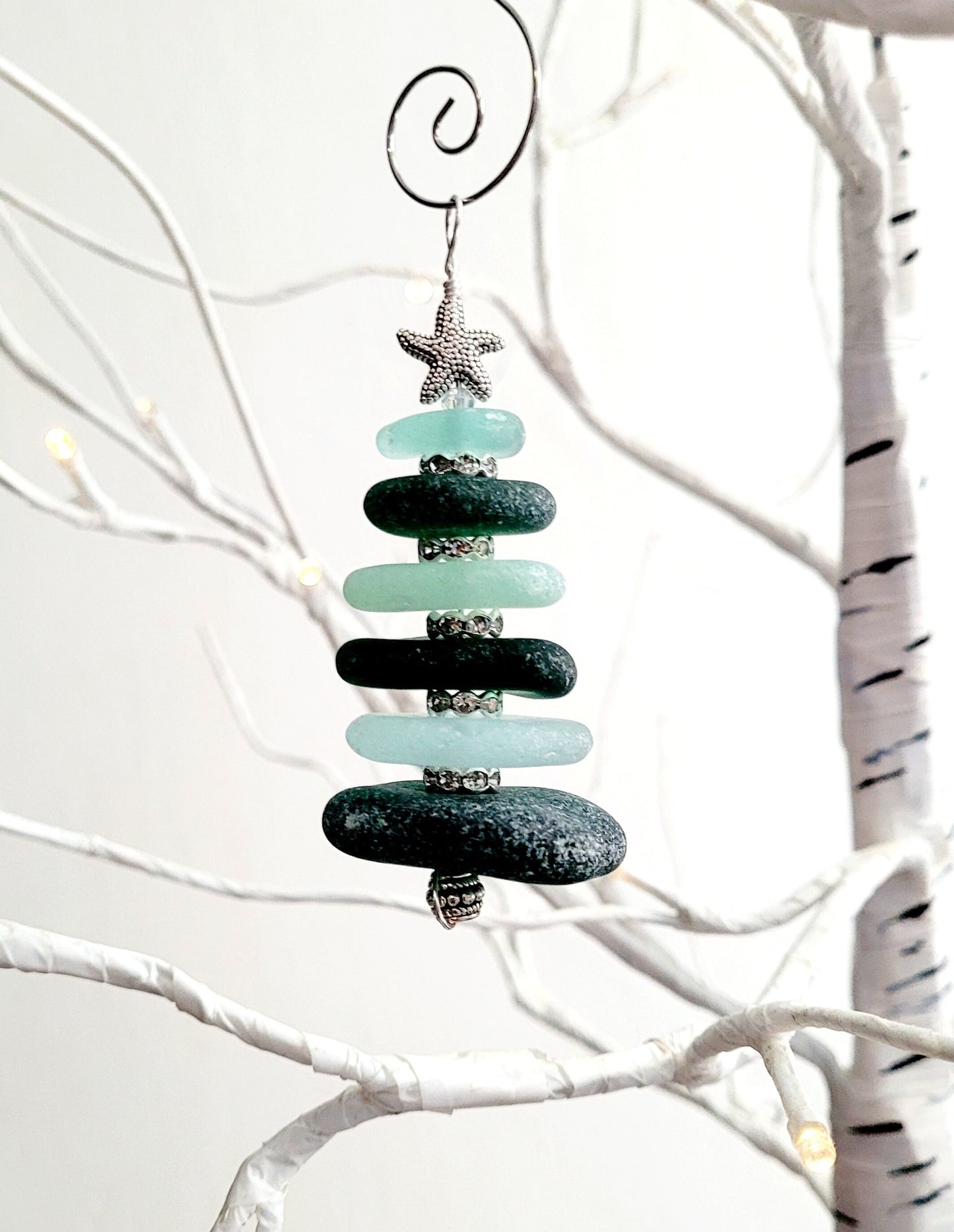 Sea Glass Christmas Tree Ornament/Sea Glass Pine Tree Ornament/Genuine Sea Glass Tree Ornament/169