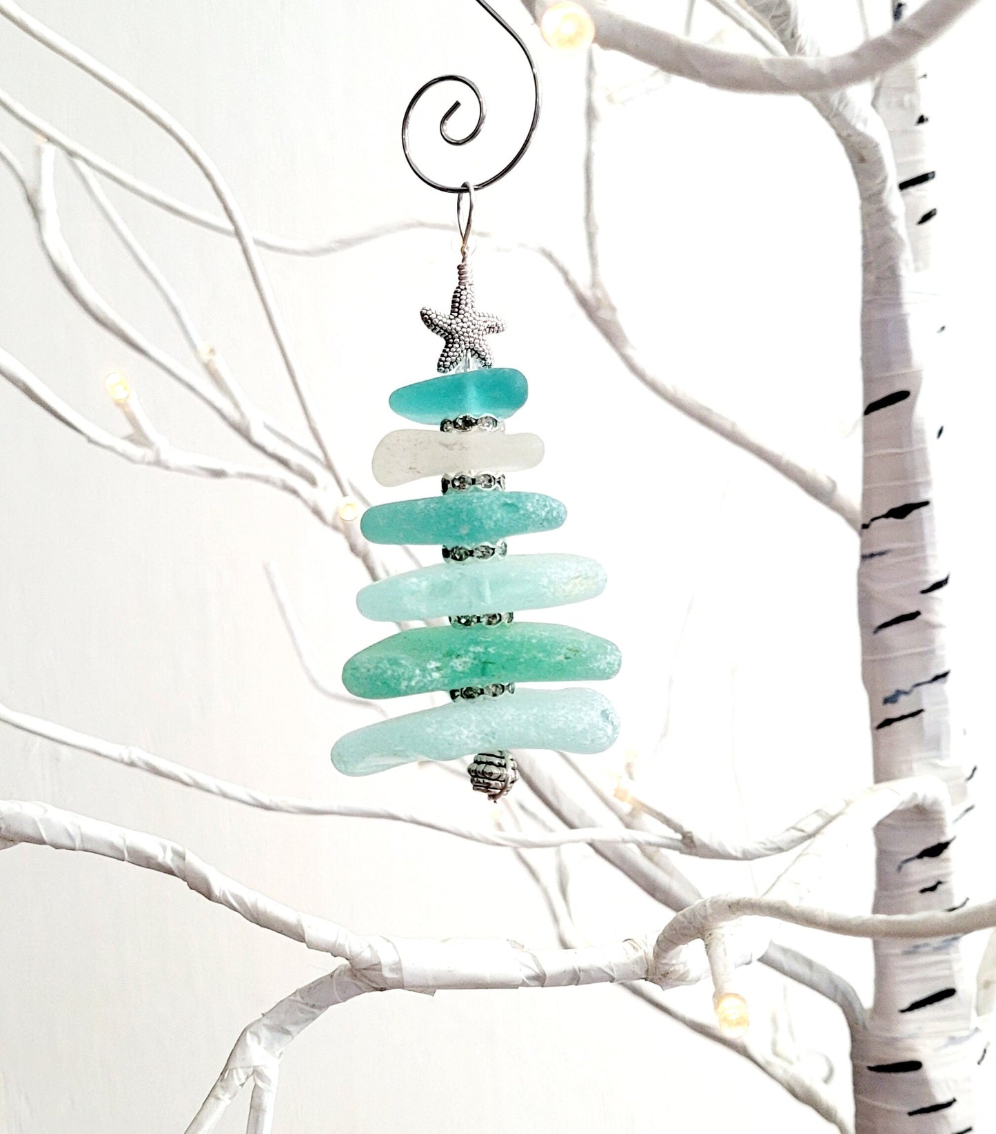 Sea Glass Christmas Tree Ornament/Sea Glass Pine Tree Ornament/Genuine Sea Glass Tree Ornament/170