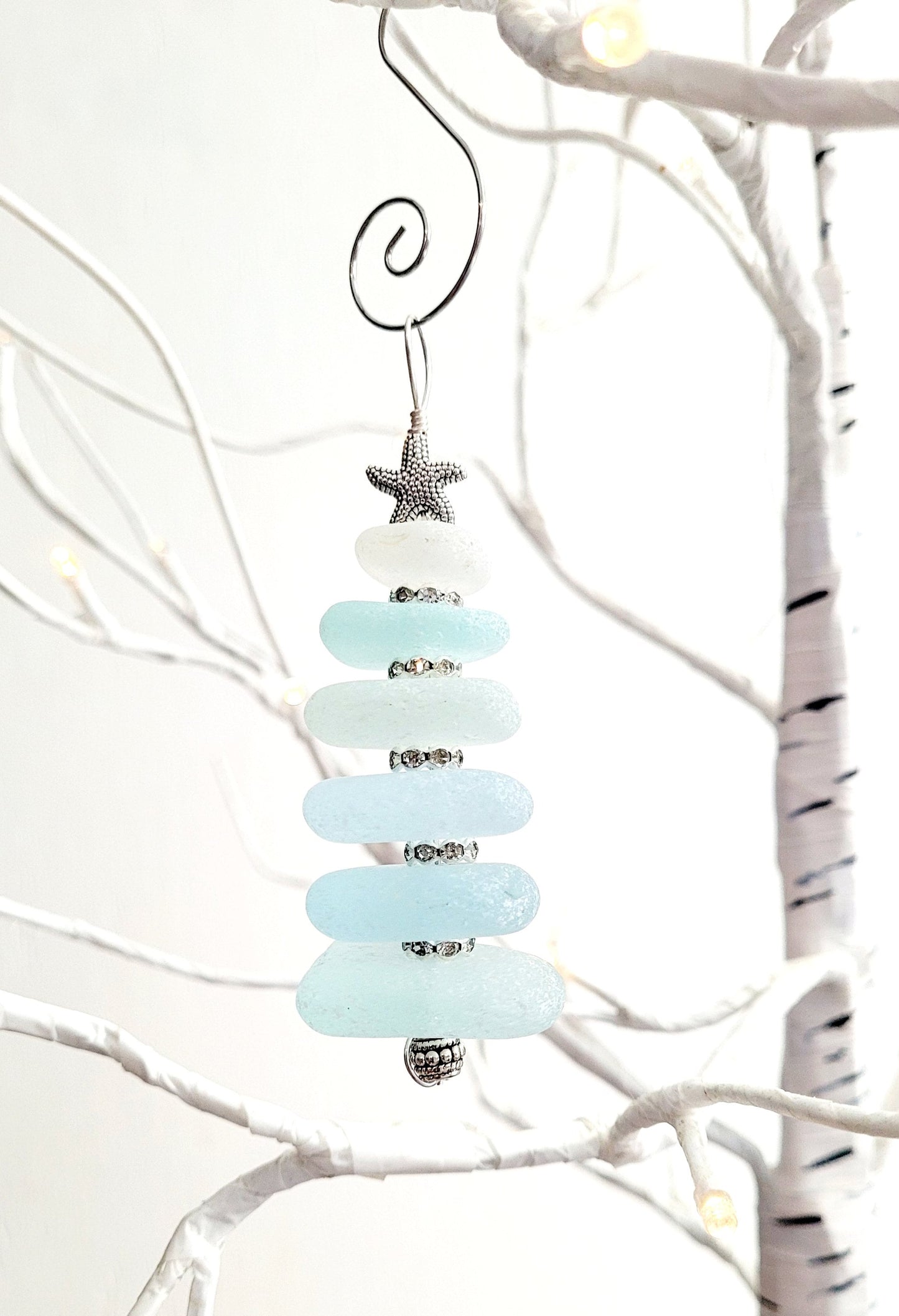 Sea Glass Christmas Tree Ornament/Sea Glass Pine Tree Ornament/Genuine Sea Glass Tree Ornament/171