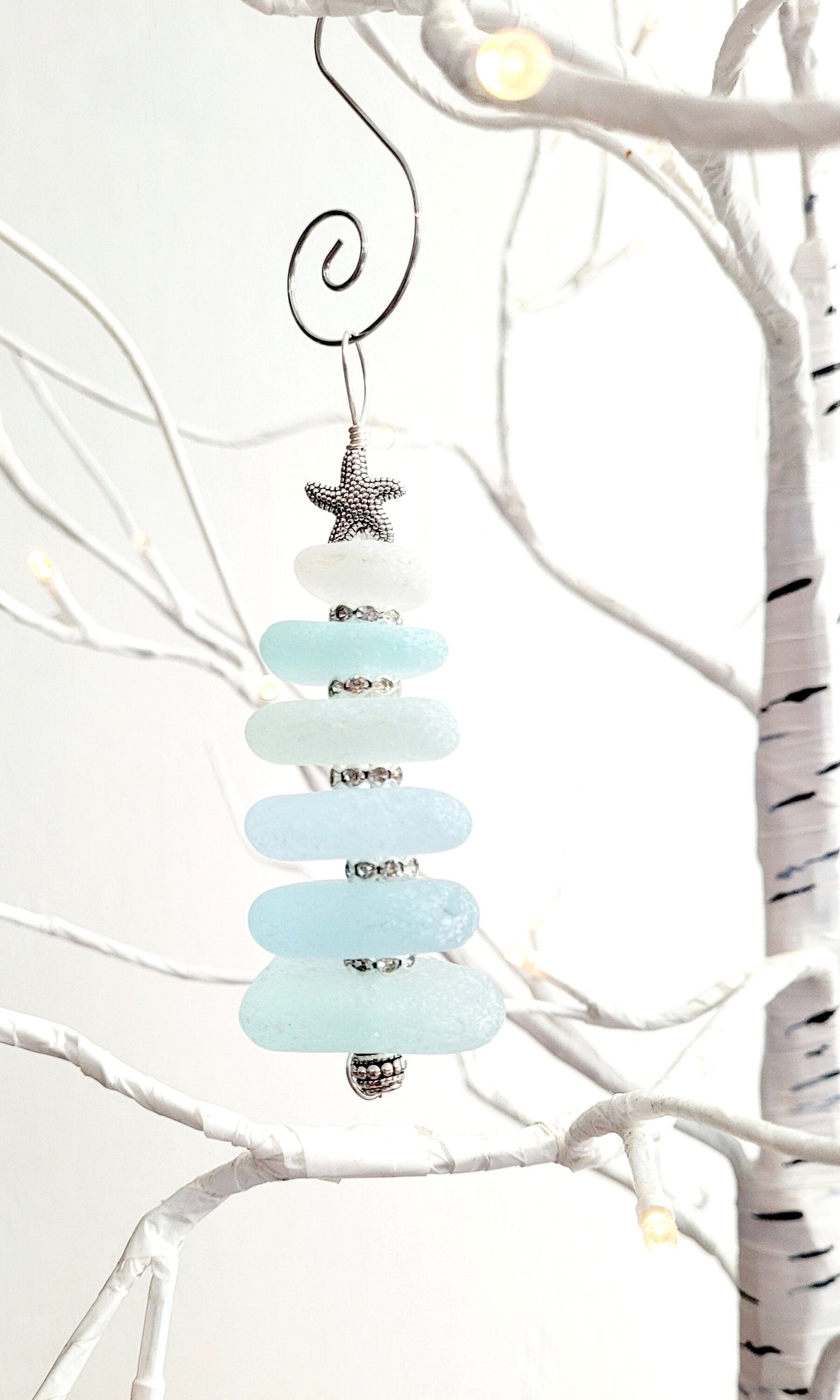 Sea Glass Christmas Tree Ornament/Sea Glass Pine Tree Ornament/Genuine Sea Glass Tree Ornament/171