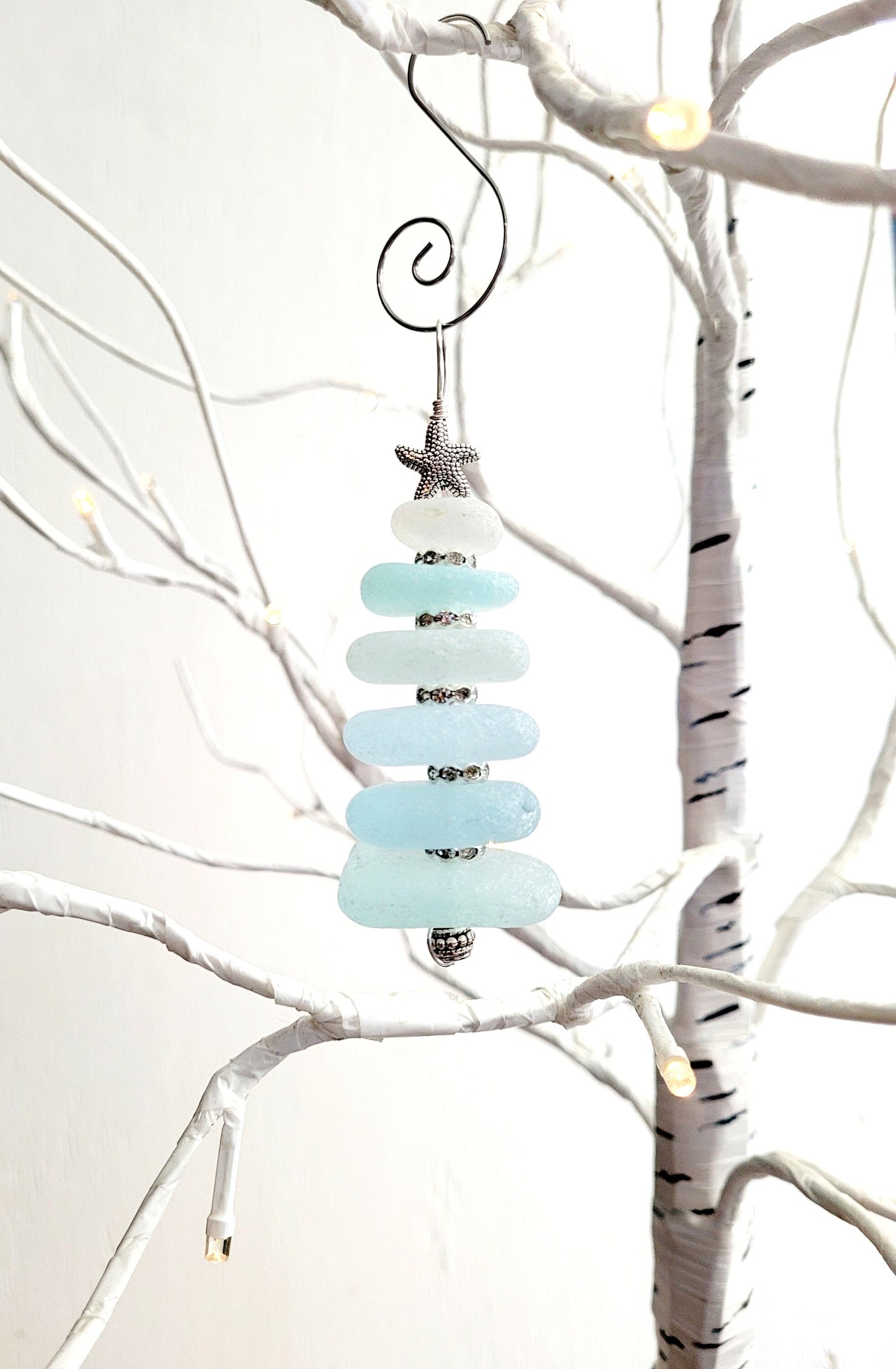 Sea Glass Christmas Tree Ornament/Sea Glass Pine Tree Ornament/Genuine Sea Glass Tree Ornament/171