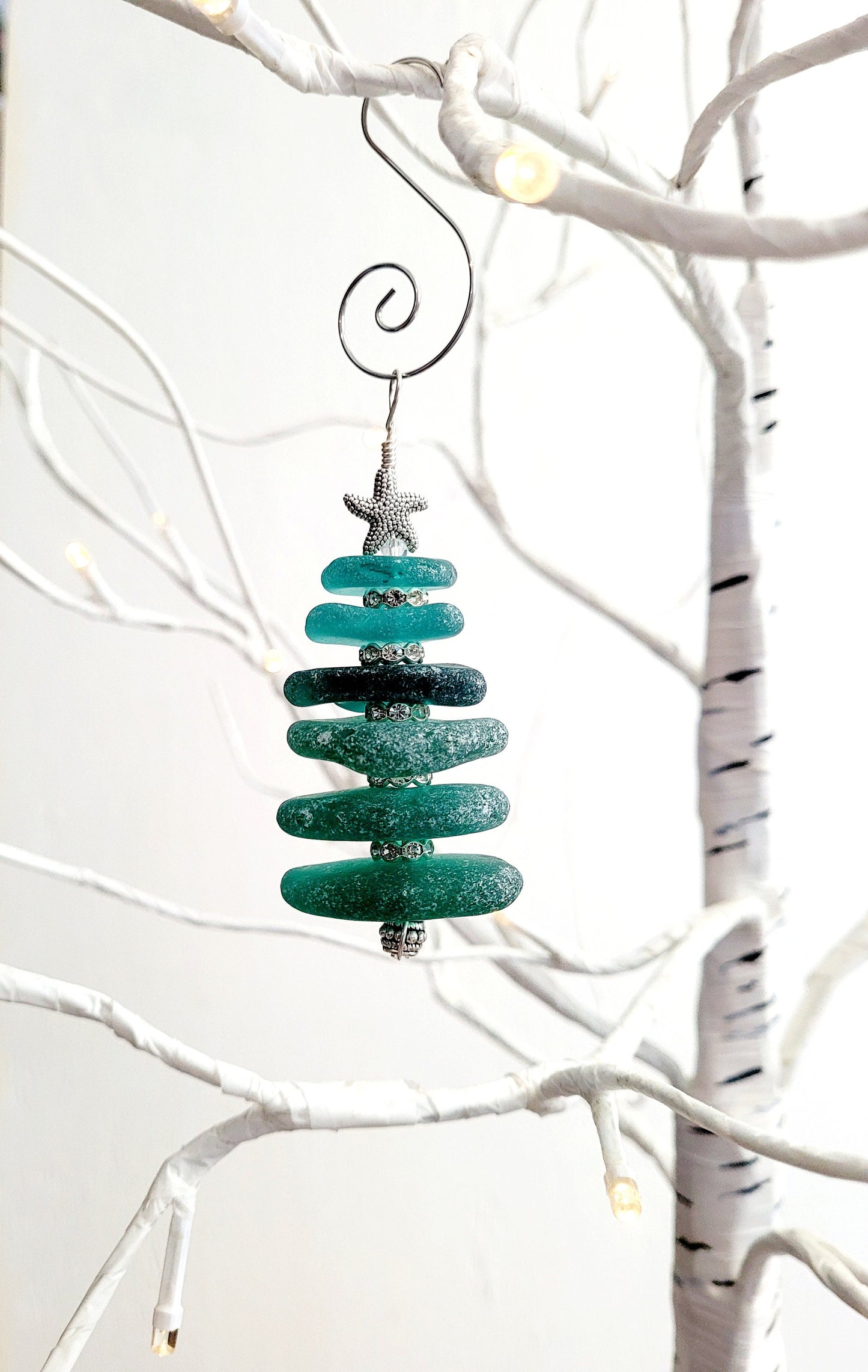 Sea Glass Christmas Tree Ornament/Sea Glass Pine Tree Ornament/Genuine Sea Glass Tree Ornament/176