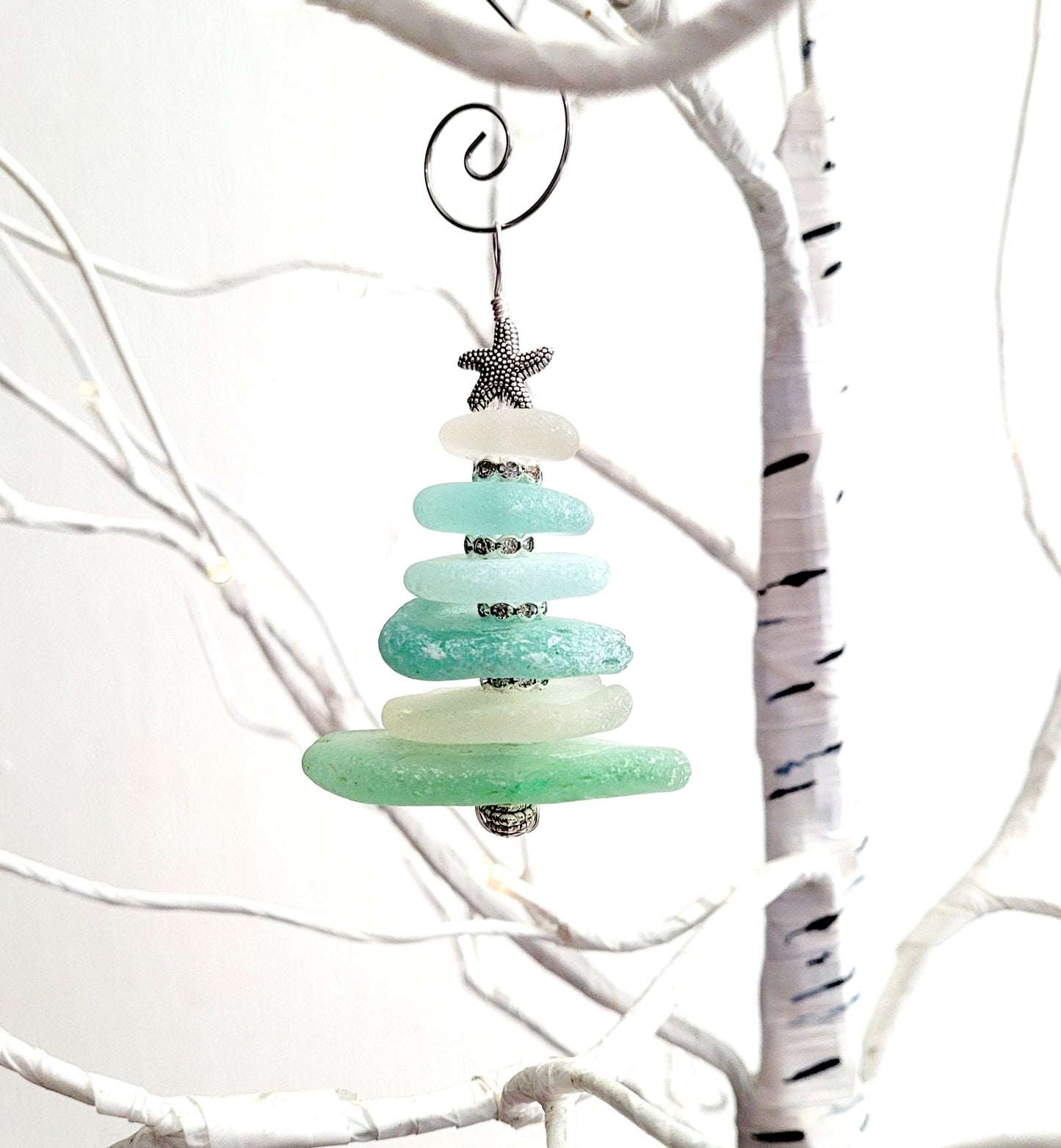 Sea Glass Christmas Tree Ornament/Sea Glass Pine Tree Ornament/Genuine Sea Glass Tree Ornament/178