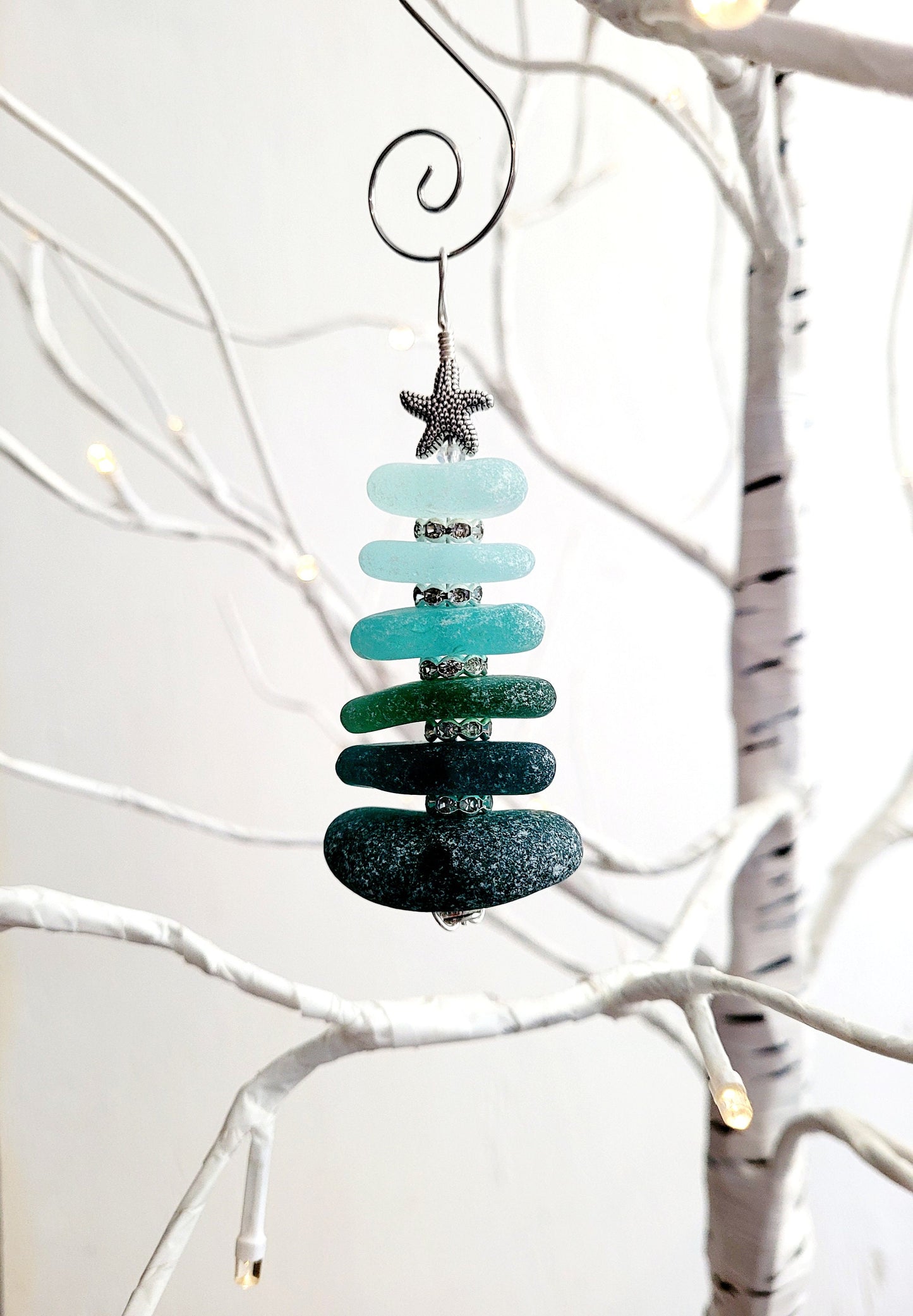 Sea Glass Christmas Tree Ornament/Sea Glass Pine Tree Ornament/Genuine Sea Glass Tree Ornament/179