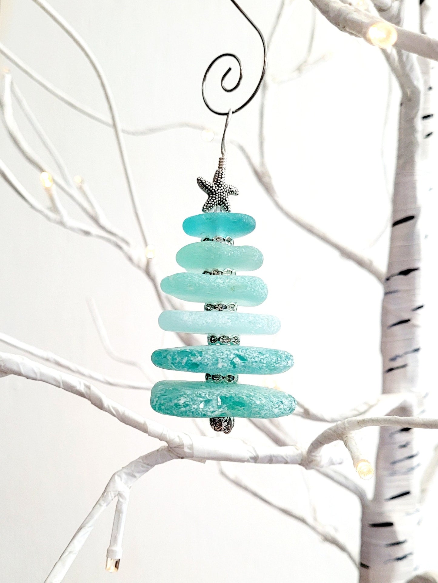 Sea Glass Christmas Tree Ornament/Sea Glass Pine Tree Ornament/Genuine Sea Glass Tree Ornament/185