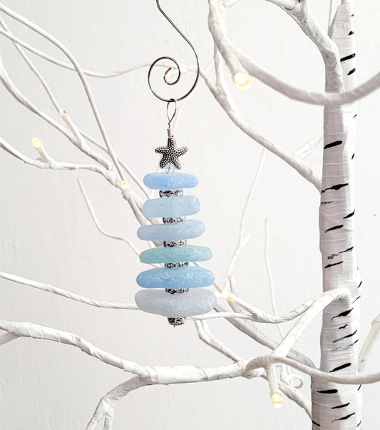 Sea Glass Christmas Tree Ornament/Sea Glass Pine Tree Ornament/Genuine Sea Glass Tree Ornament/189