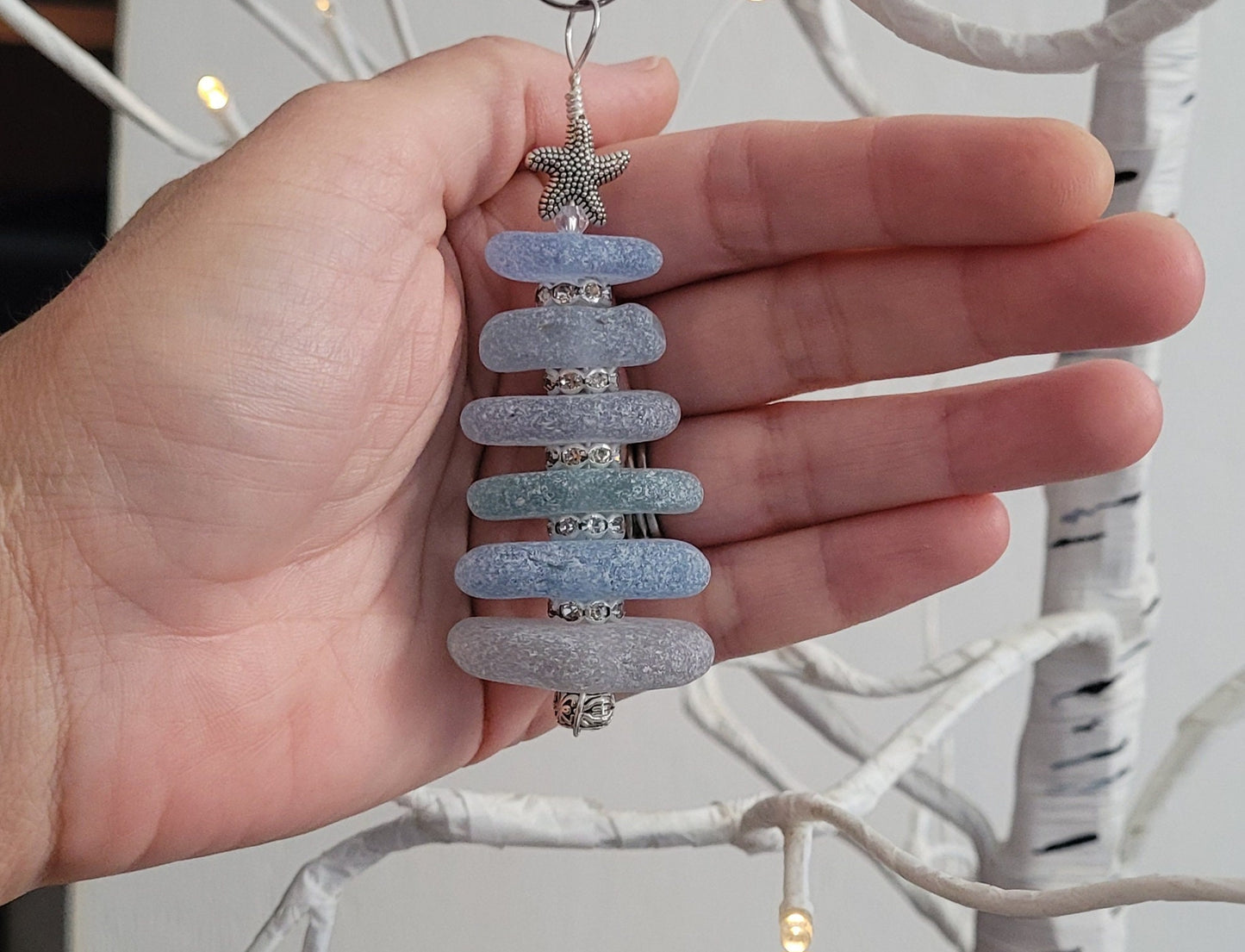 Sea Glass Christmas Tree Ornament/Sea Glass Pine Tree Ornament/Genuine Sea Glass Tree Ornament/189