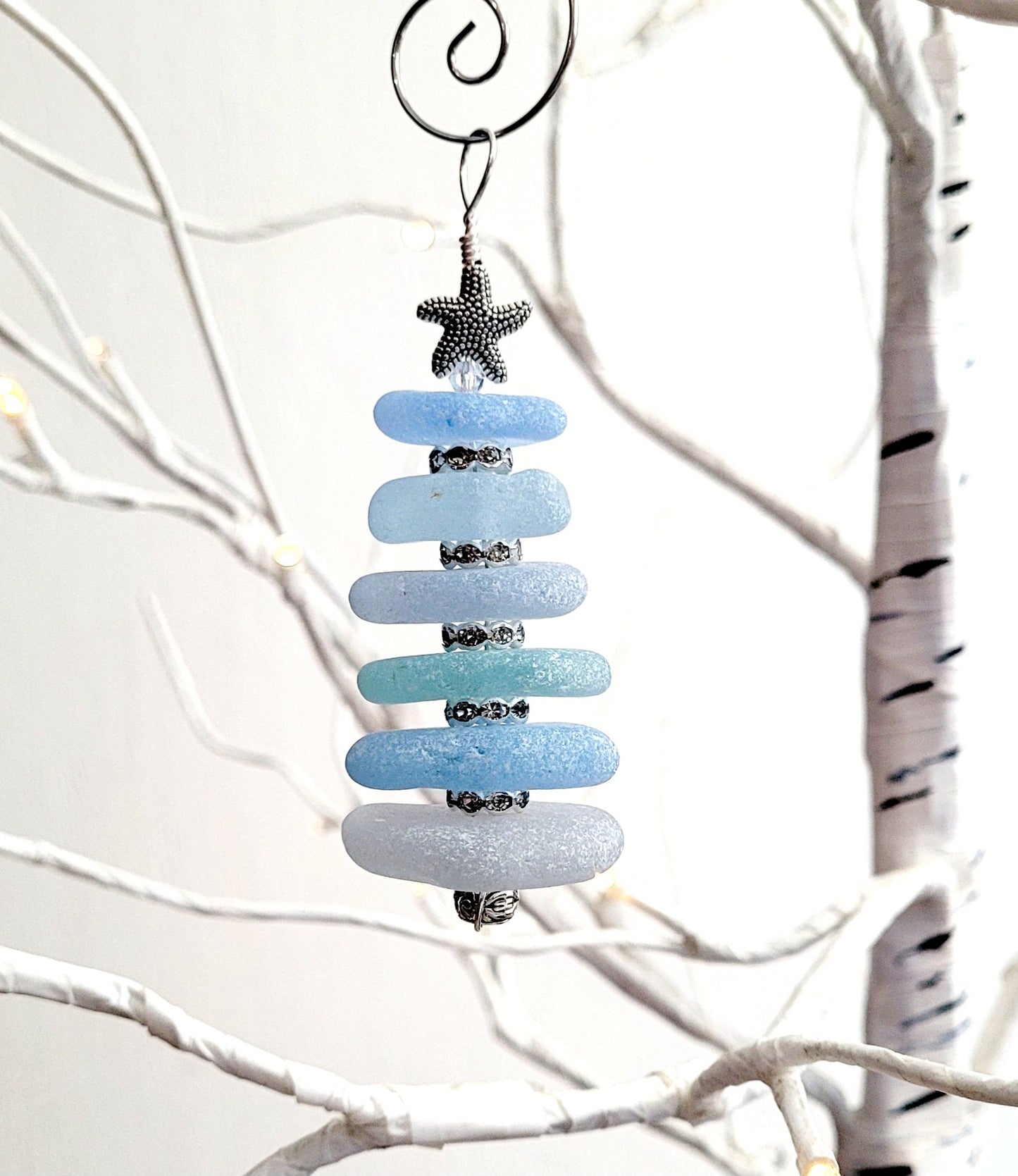 Sea Glass Christmas Tree Ornament/Sea Glass Pine Tree Ornament/Genuine Sea Glass Tree Ornament/189