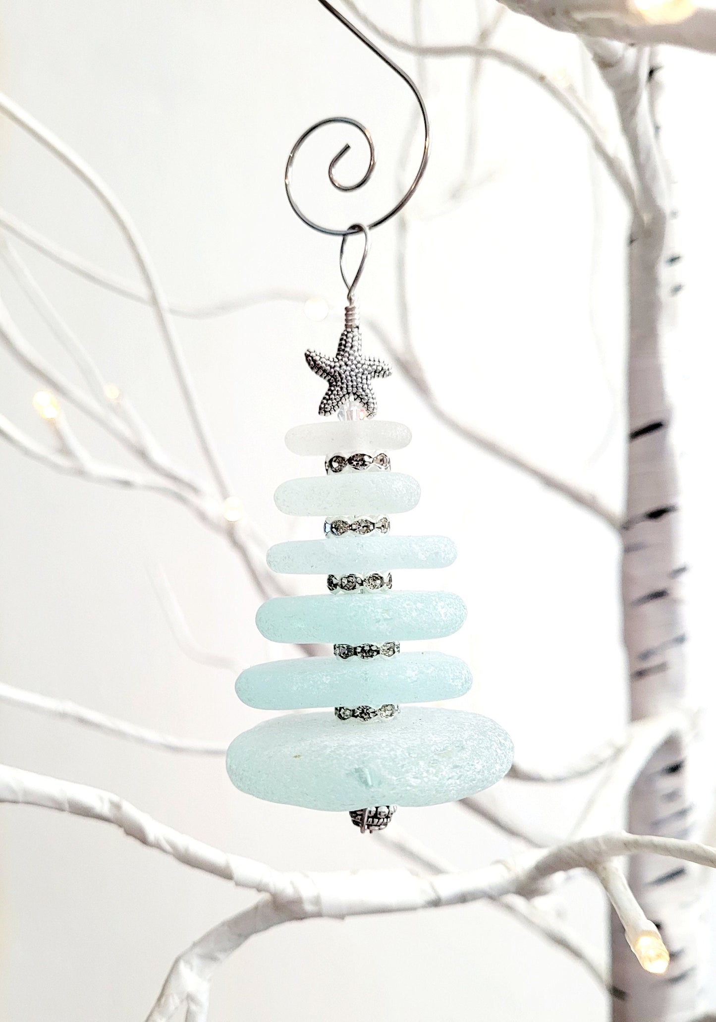 Sea Glass Christmas Tree Ornament/Sea Glass Pine Tree Ornament/Genuine Sea Glass Tree Ornament/196