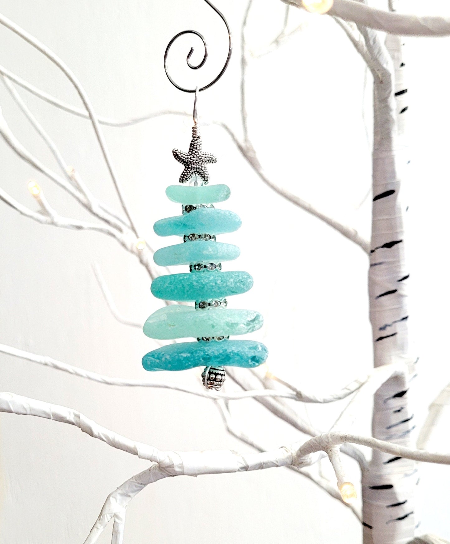 Sea Glass Christmas Tree Ornament/Sea Glass Pine Tree Ornament/Genuine Sea Glass Tree Ornament/194