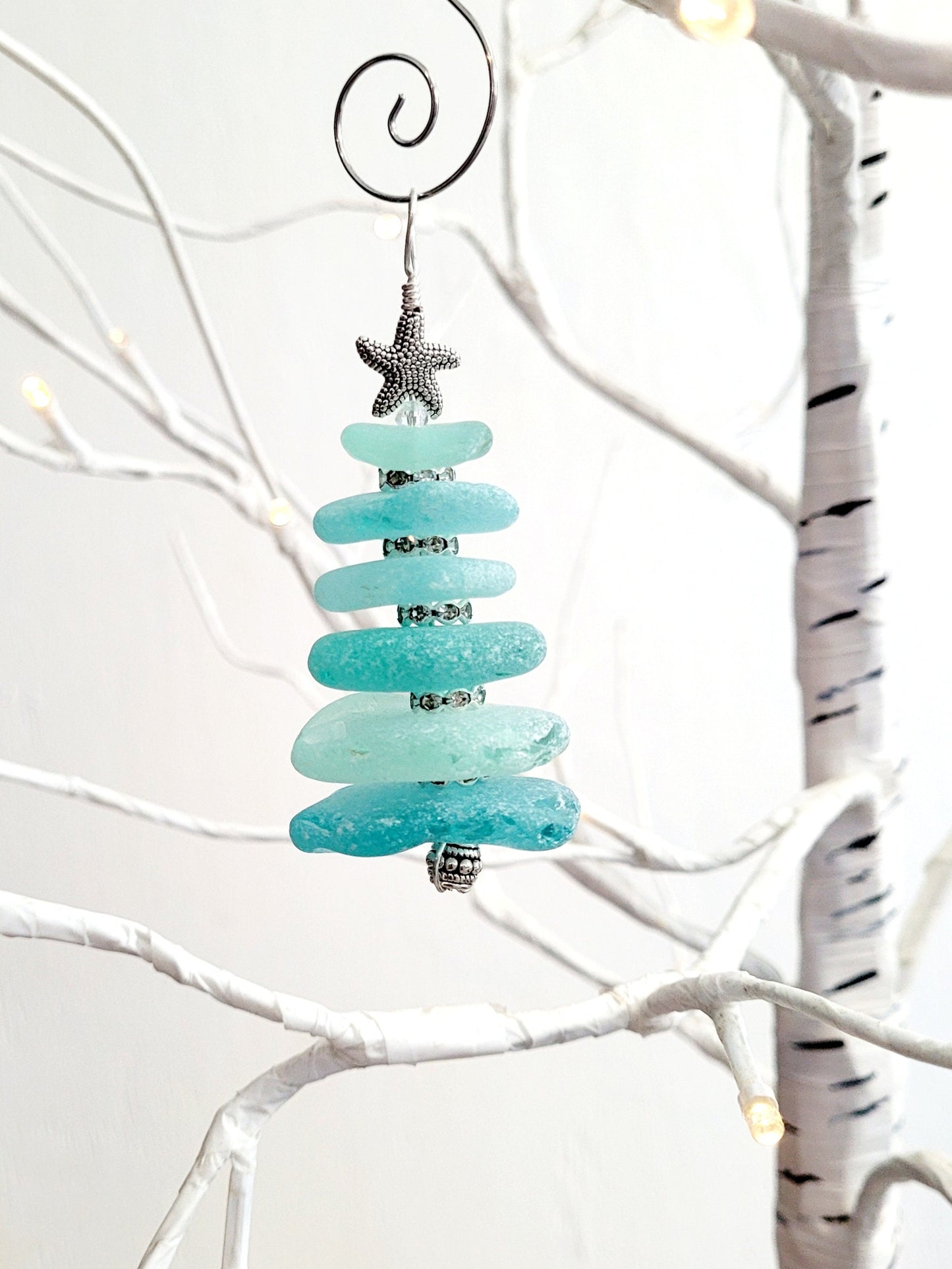 Sea Glass Christmas Tree Ornament/Sea Glass Pine Tree Ornament/Genuine Sea Glass Tree Ornament/194