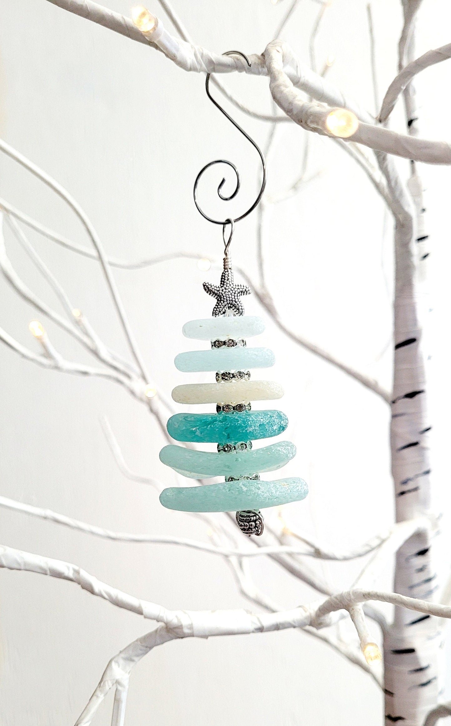 Sea Glass Christmas Tree Ornament/Sea Glass Pine Tree Ornament/Genuine Sea Glass Tree Ornament/200