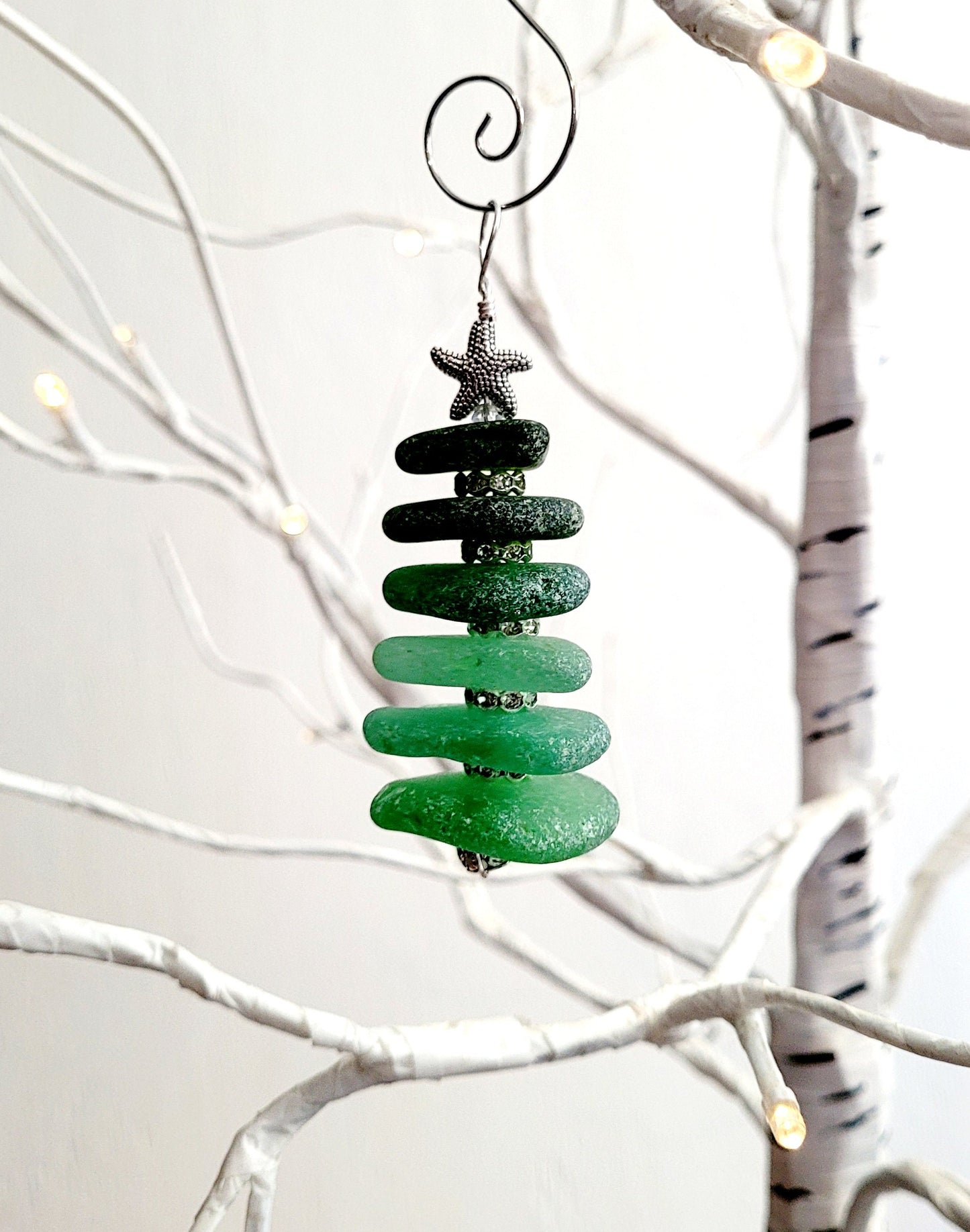 Sea Glass Christmas Tree Ornament/Sea Glass Pine Tree Ornament/Genuine Sea Glass Tree Ornament/201