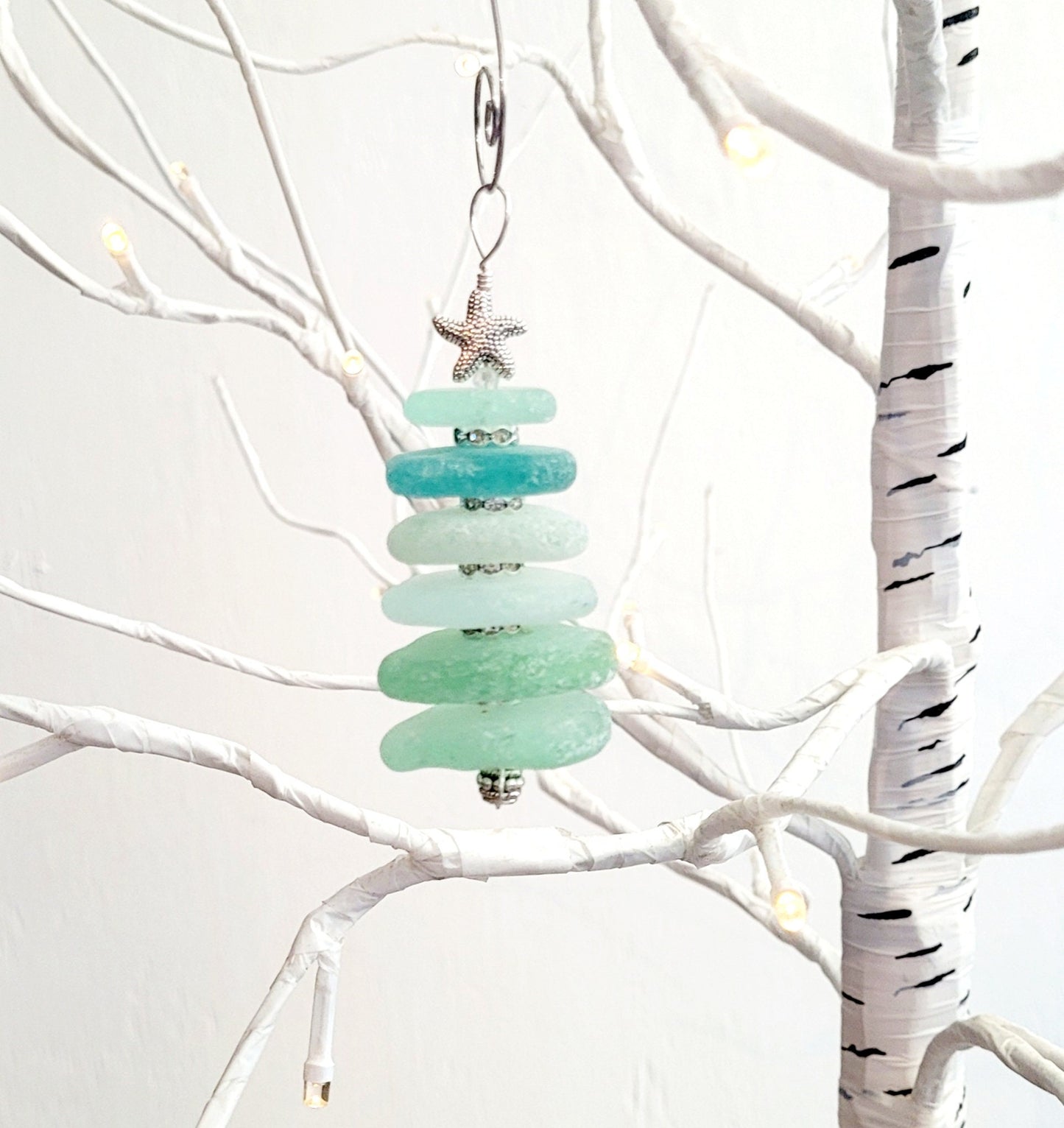 Sea Glass Christmas Tree Ornament/Sea Glass Pine Tree Ornament/Genuine Sea Glass Tree Ornament/203