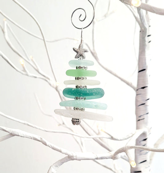 Sea Glass Christmas Tree Ornament/Sea Glass Pine Tree Ornament/Genuine Sea Glass Tree Ornament/205