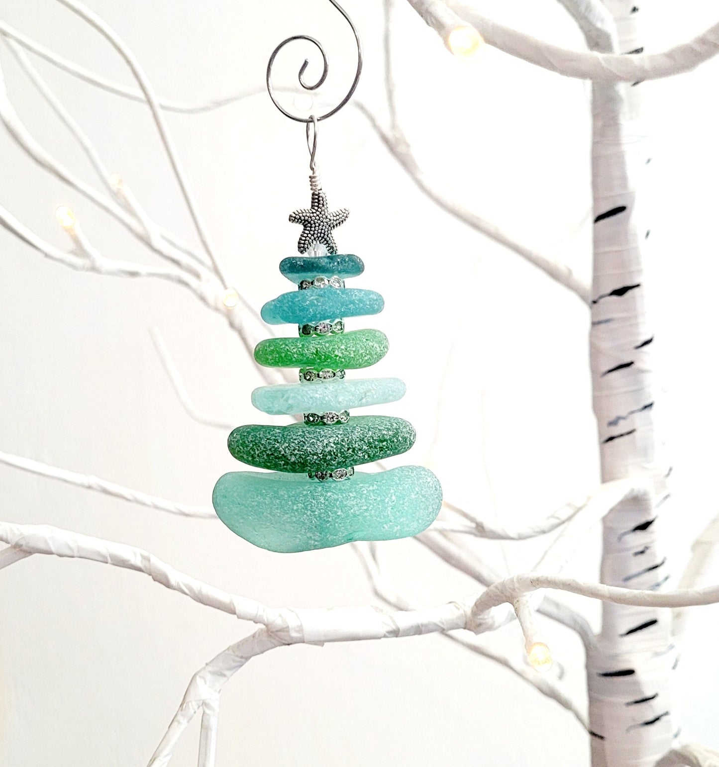 Sea Glass Christmas Tree Ornament/Sea Glass Pine Tree Ornament/Genuine Sea Glass Tree Ornament/207