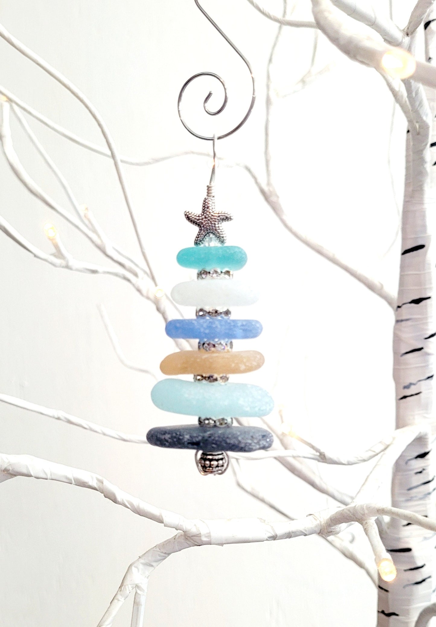 Sea Glass Christmas Tree Ornament/Sea Glass Pine Tree Ornament/Genuine Sea Glass Tree Ornament/208