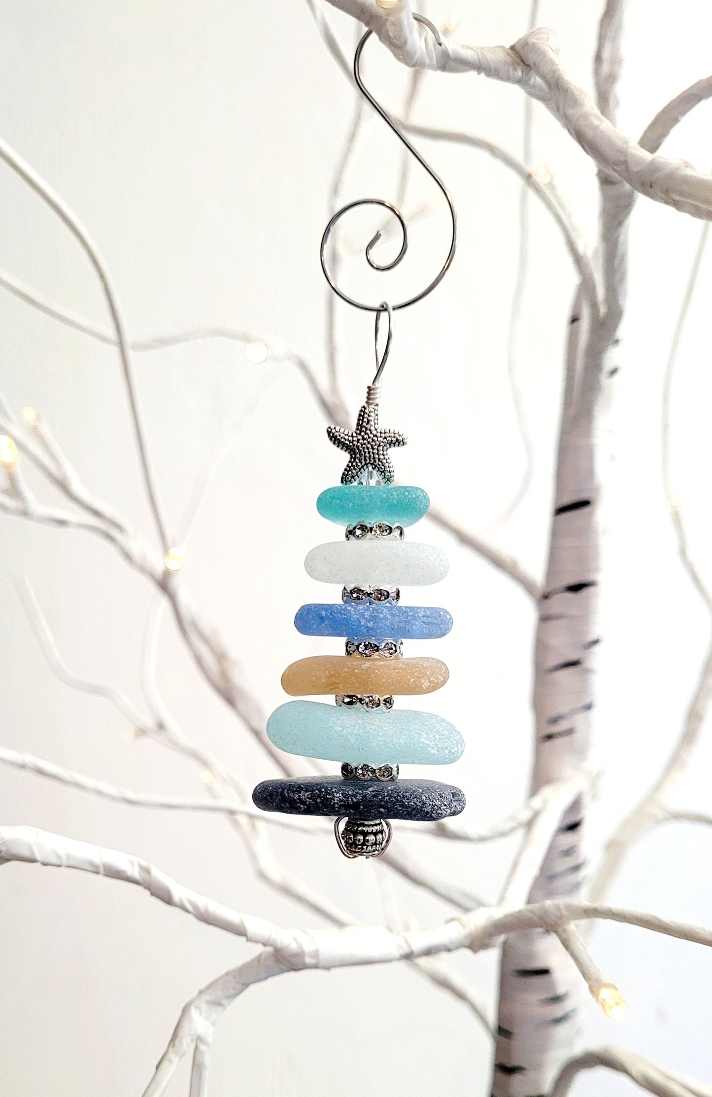 Sea Glass Christmas Tree Ornament/Sea Glass Pine Tree Ornament/Genuine Sea Glass Tree Ornament/208