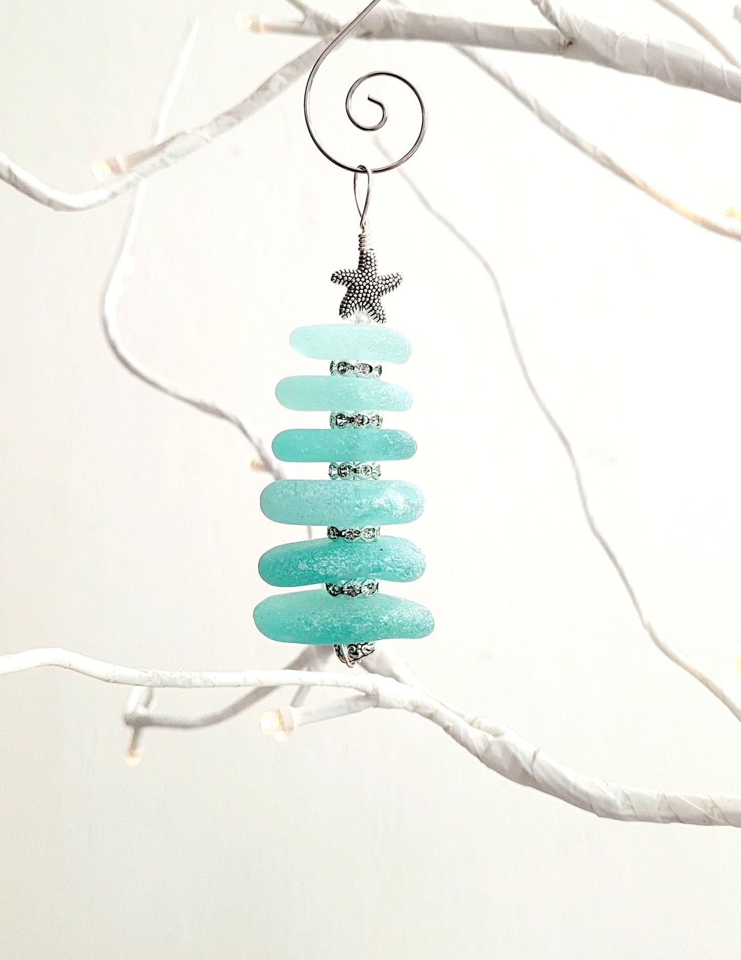 Sea Glass Christmas Tree Ornament/Sea Glass Pine Tree Ornament/Genuine Sea Glass Tree Ornament/10c