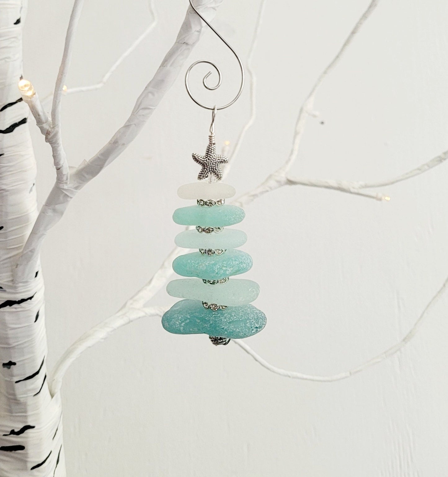 Genuine Sea Glass Christmas Tree Ornament/3 inches/Genuine Sea Glass Ornament/11c