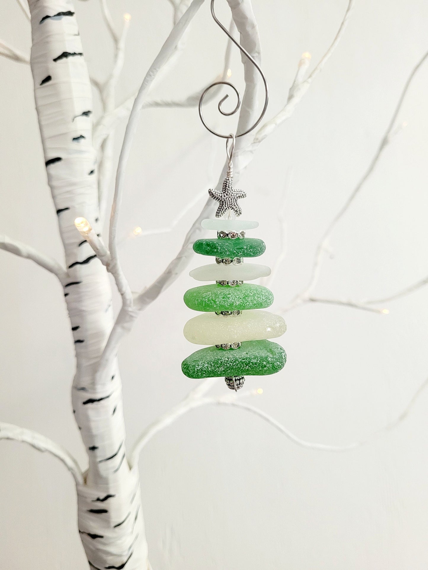 Genuine Sea Glass Christmas Tree Ornament/3 inches/Genuine Sea Glass Ornament/16c