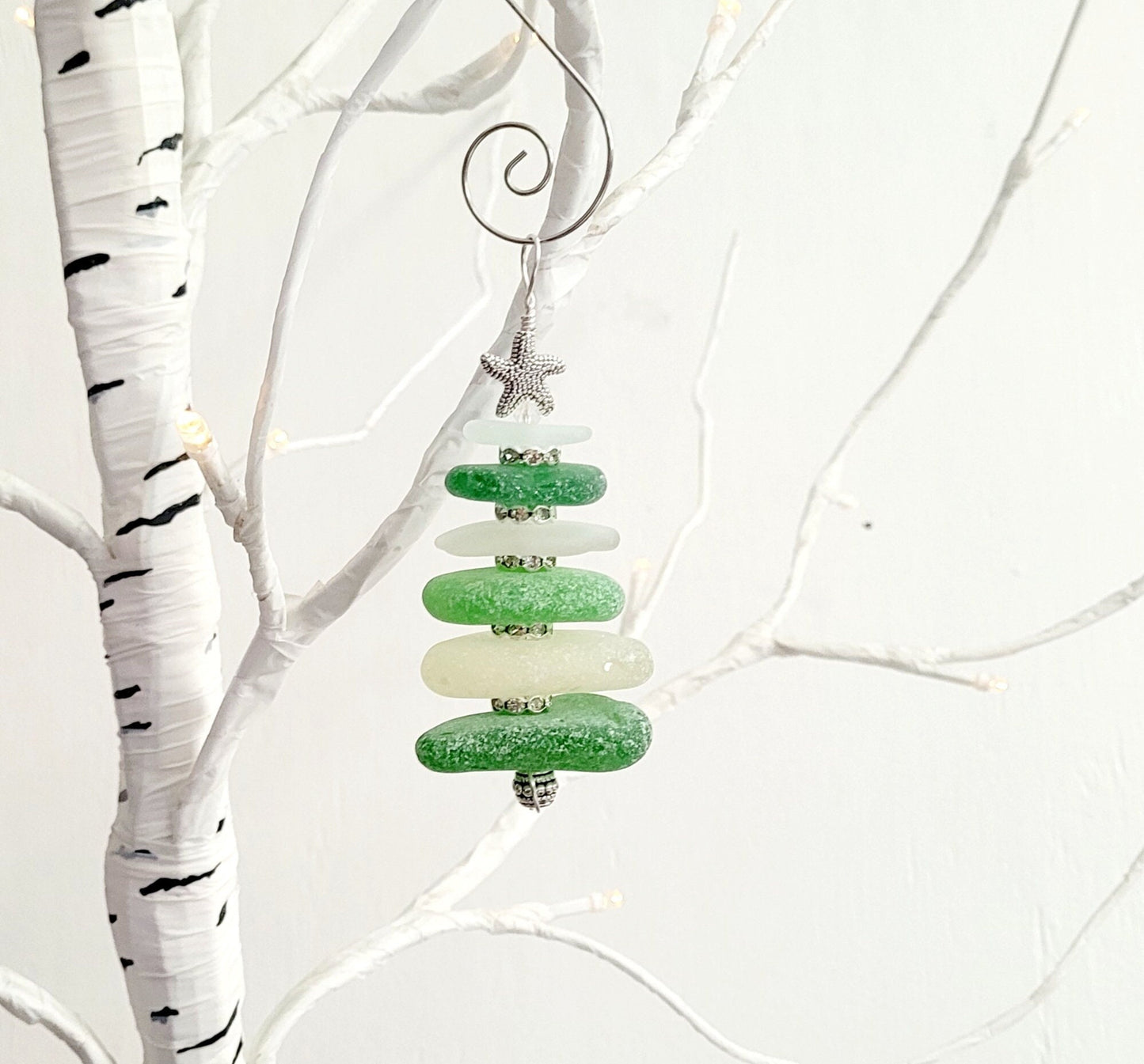 Genuine Sea Glass Christmas Tree Ornament/3 inches/Genuine Sea Glass Ornament/16c