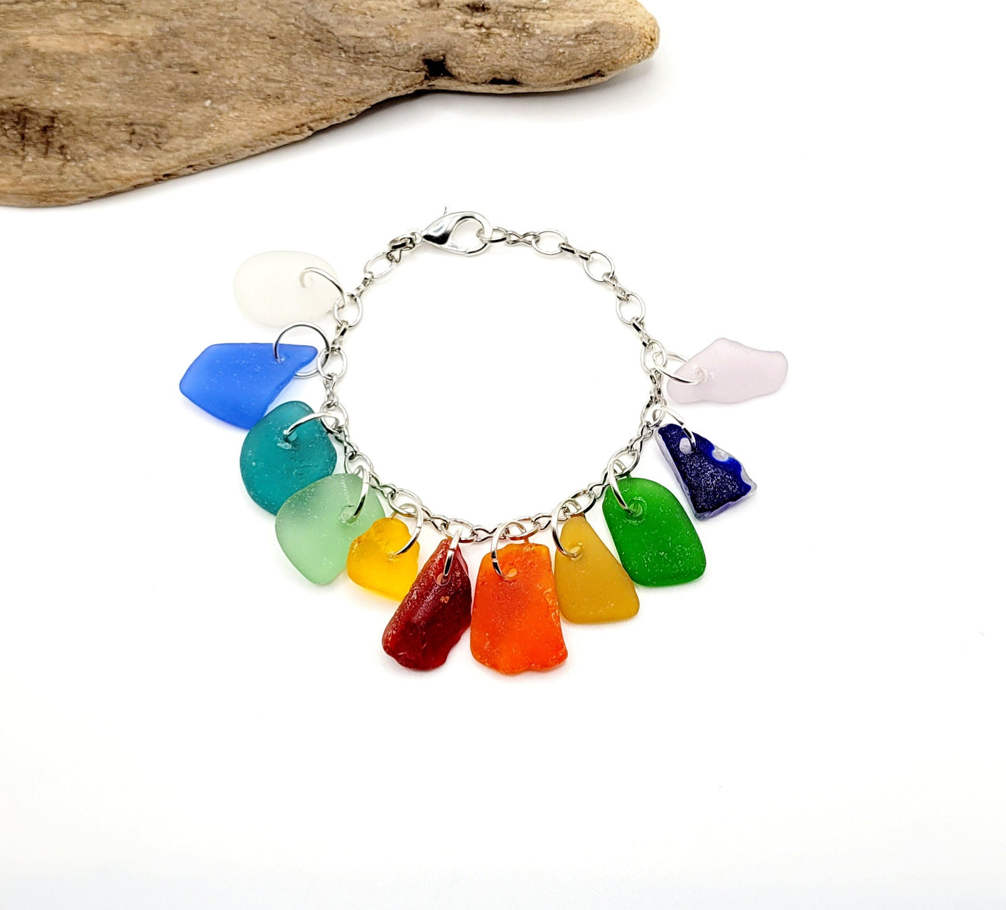 Sea Glass Jewelry/UV Sea Glass Bracelet/Genuine Sea Glass/ Charm Bracelet/Gift for Her/Unique Gift/Authentic Beach glass/9F