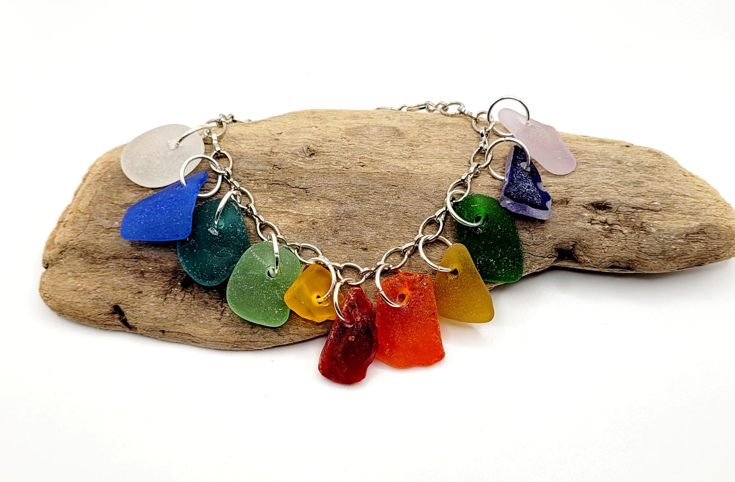 Sea Glass Jewelry/UV Sea Glass Bracelet/Genuine Sea Glass/ Charm Bracelet/Gift for Her/Unique Gift/Authentic Beach glass/9F