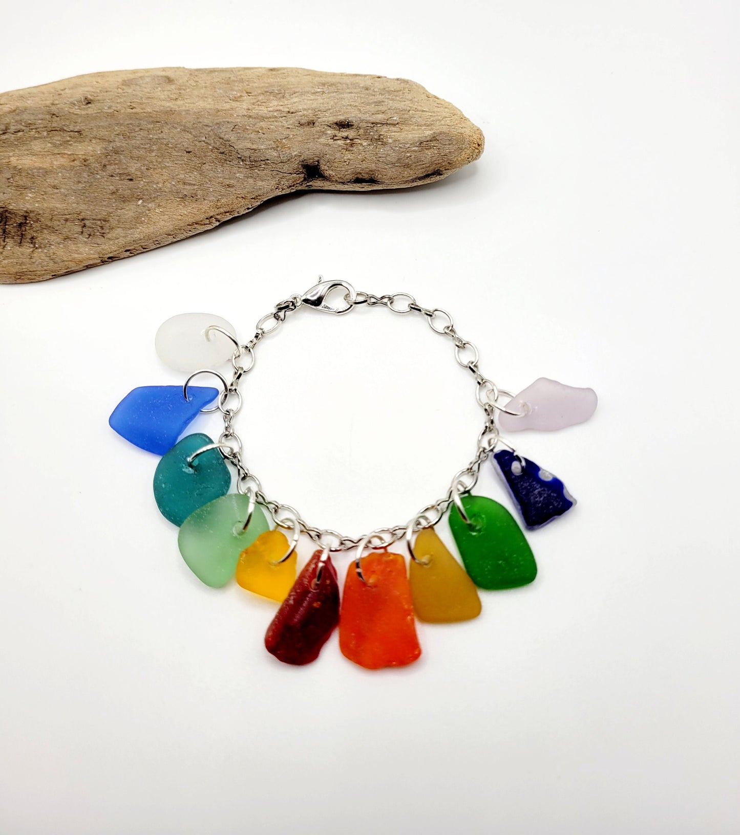 Sea Glass Jewelry/UV Sea Glass Bracelet/Genuine Sea Glass/ Charm Bracelet/Gift for Her/Unique Gift/Authentic Beach glass/9F