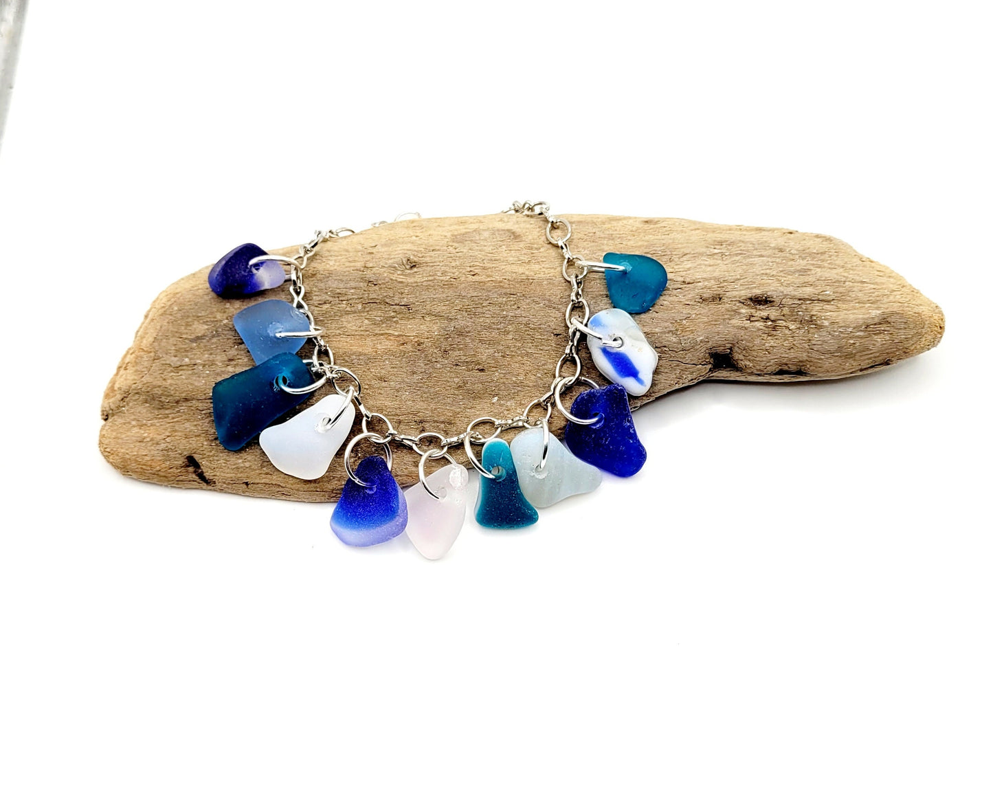 Sea Glass Bracelet/Genuine Sea Glass/Sea Glass Charm Bracelet/Mermaid Tears/Authentic Sea Glass/Surf Tumbled/Coastal bracelet/10F