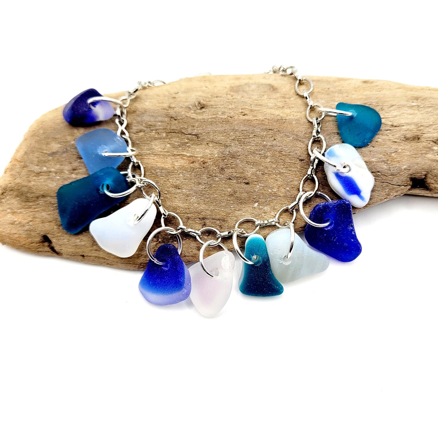 Sea Glass Bracelet/Genuine Sea Glass/Sea Glass Charm Bracelet/Mermaid Tears/Authentic Sea Glass/Surf Tumbled/Coastal bracelet/10F