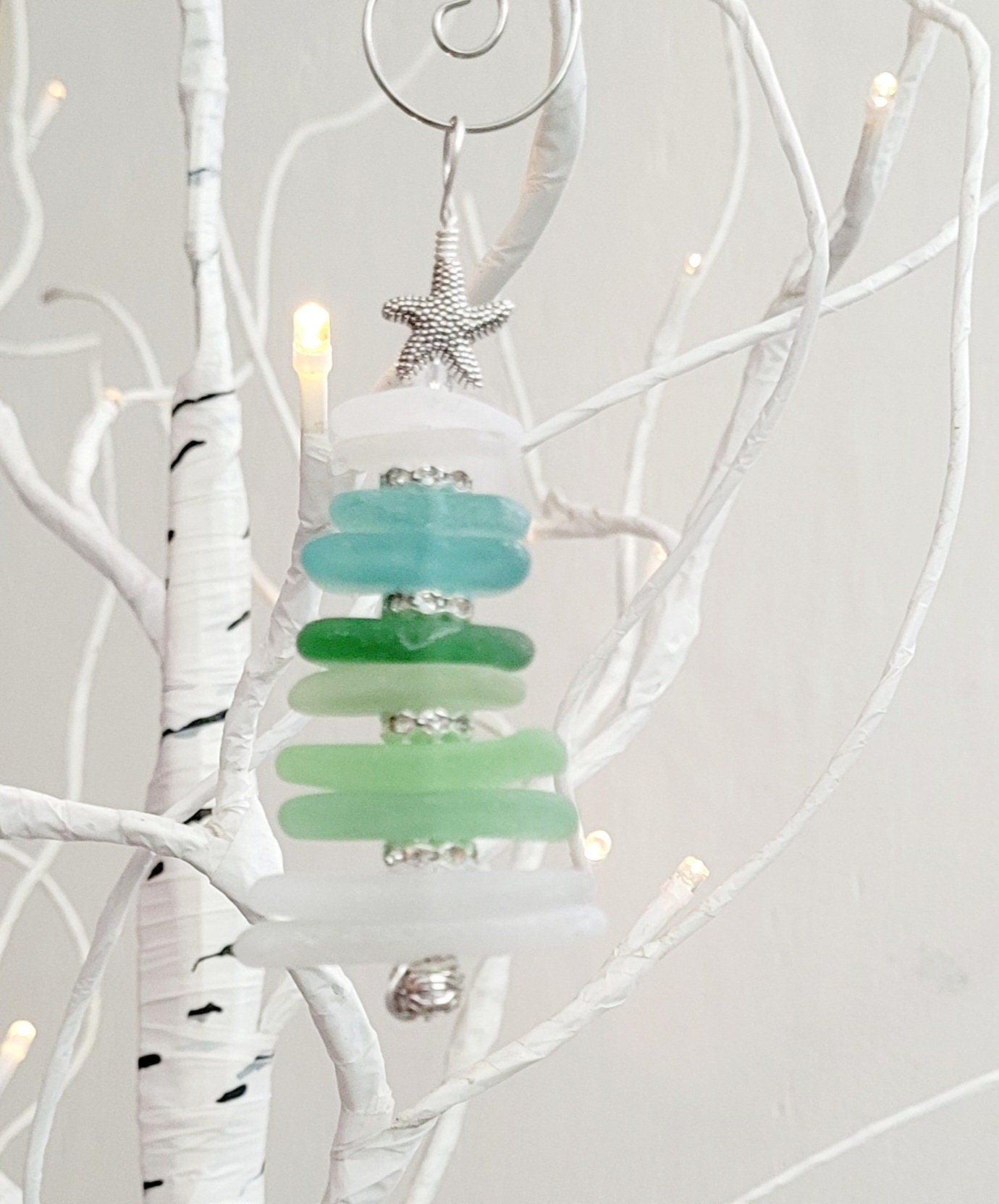 Sea Glass Christmas Tree Ornament/Sea Glass Pine Tree Ornament/Genuine Sea Glass Tree Ornament/209