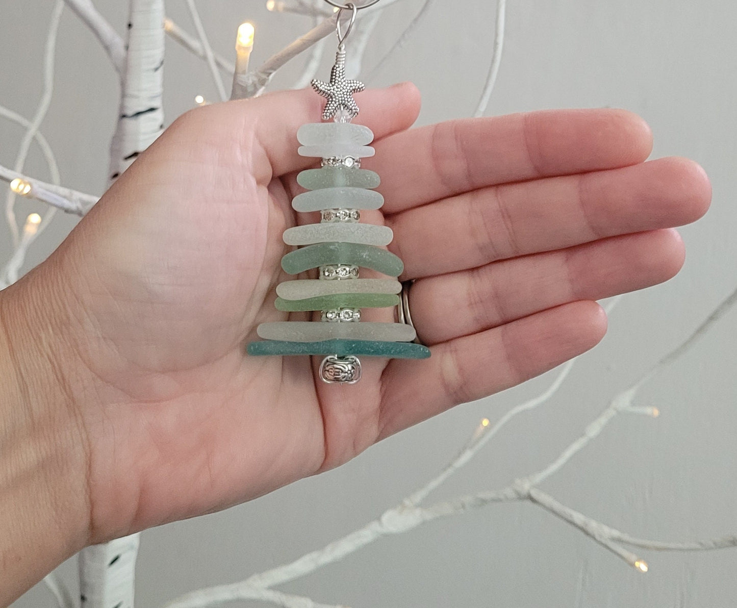 Sea Glass Christmas Tree Ornament/Sea Glass Pine Tree Ornament/Genuine Sea Glass Tree Ornament/210