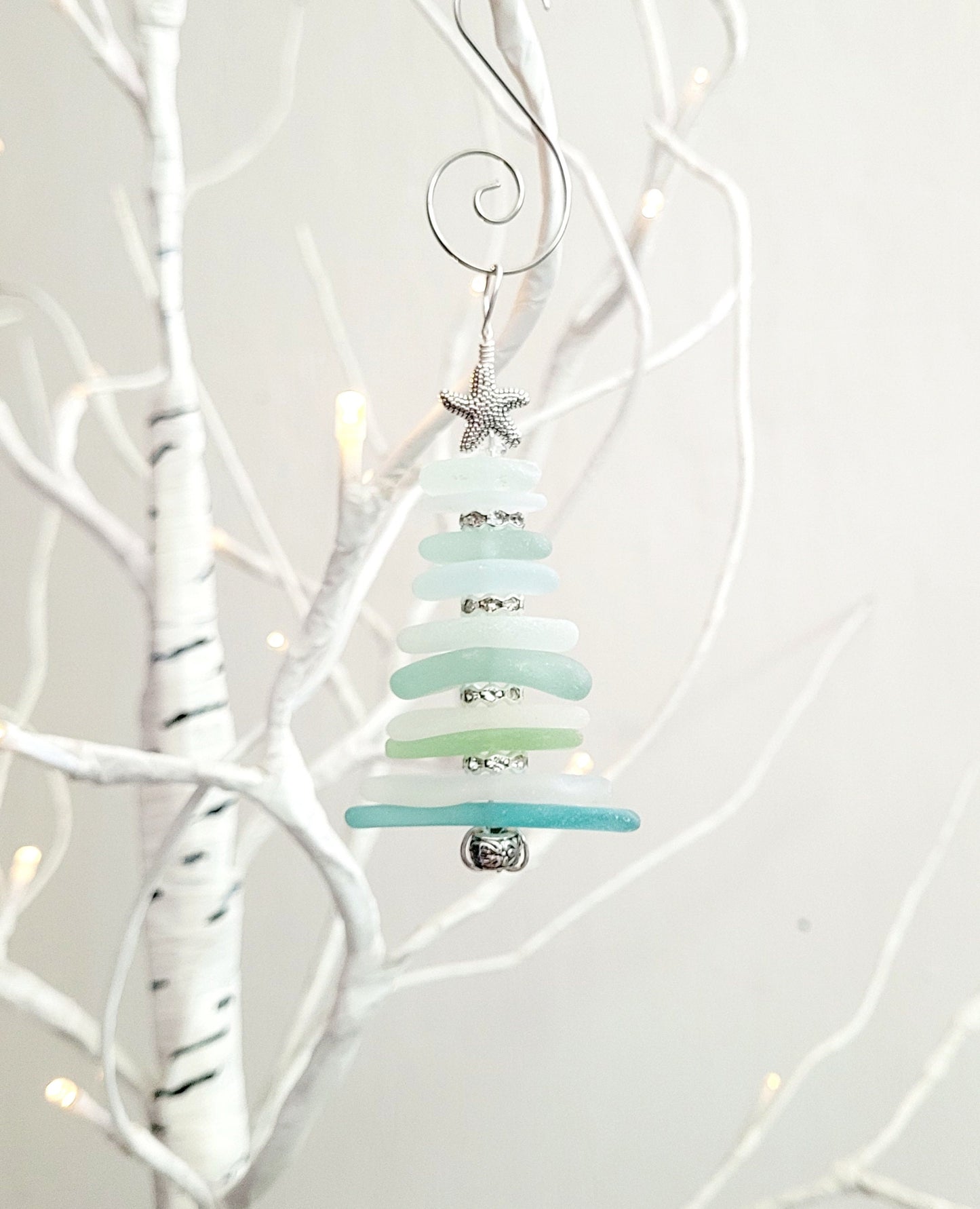 Sea Glass Christmas Tree Ornament/Sea Glass Pine Tree Ornament/Genuine Sea Glass Tree Ornament/210