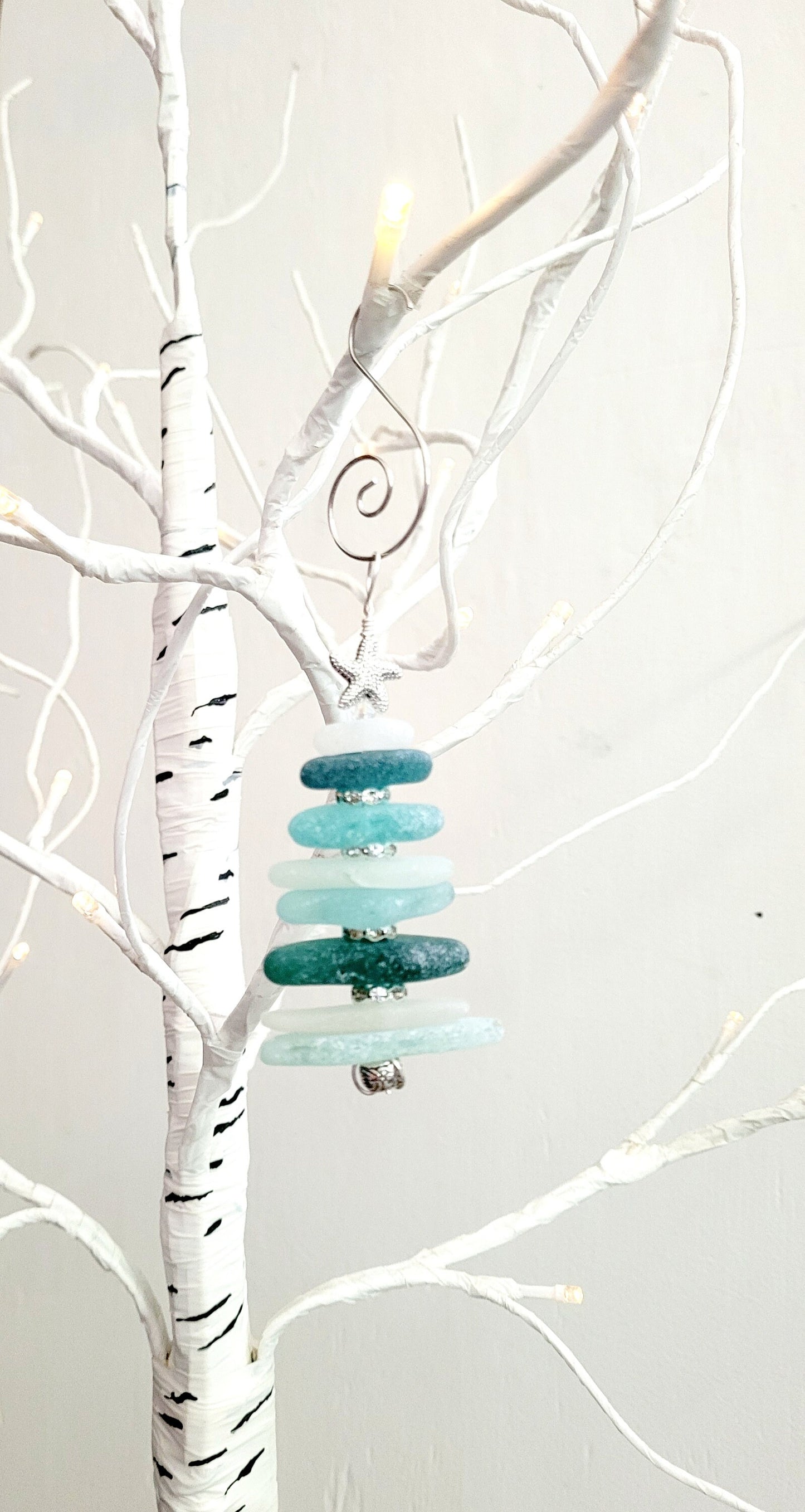 Sea Glass Christmas Tree Ornament/Sea Glass Pine Tree Ornament/Genuine Sea Glass Tree Ornament/214