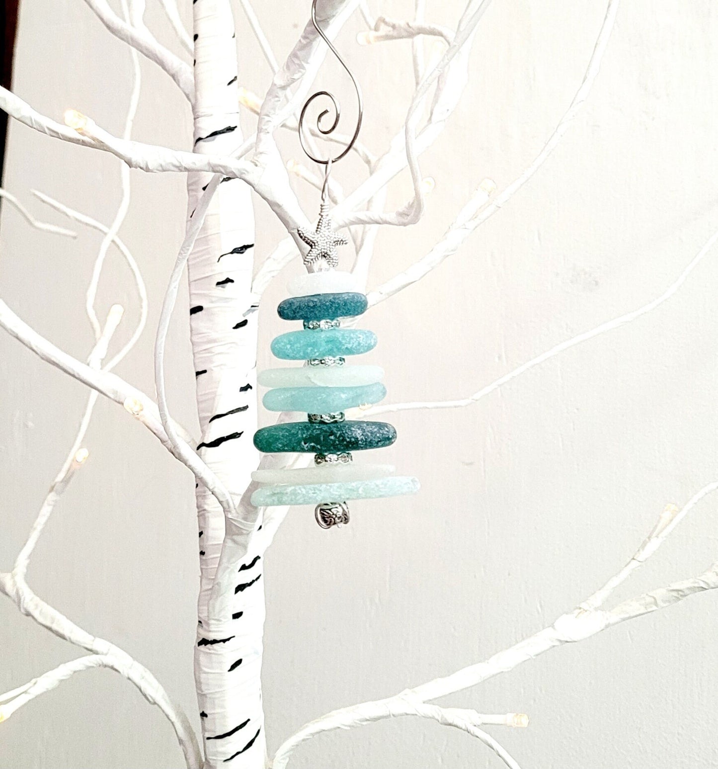 Sea Glass Christmas Tree Ornament/Sea Glass Pine Tree Ornament/Genuine Sea Glass Tree Ornament/214