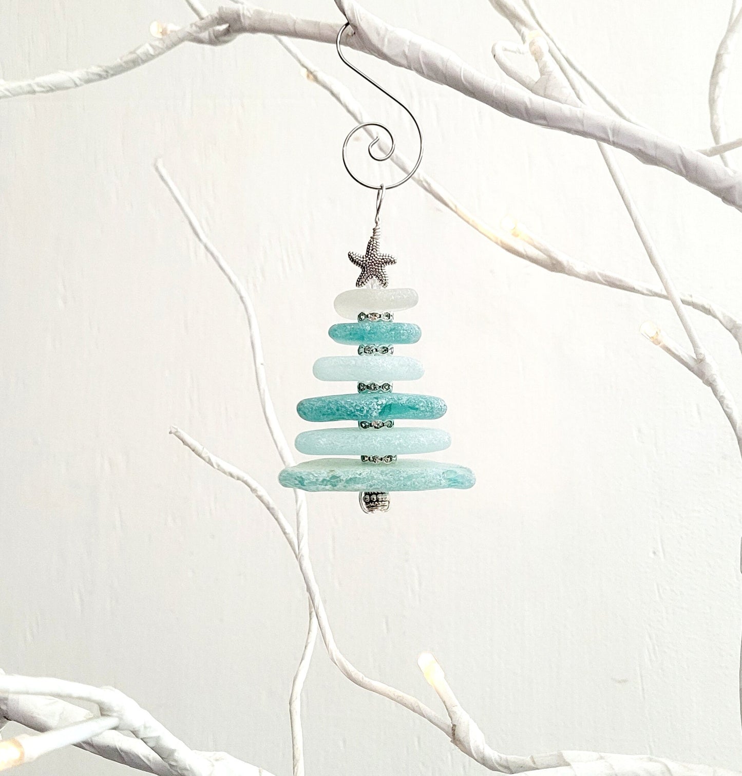 Sea Glass Christmas Tree Ornament/Sea Glass Pine Tree Ornament/Genuine Sea Glass Tree Ornament/215