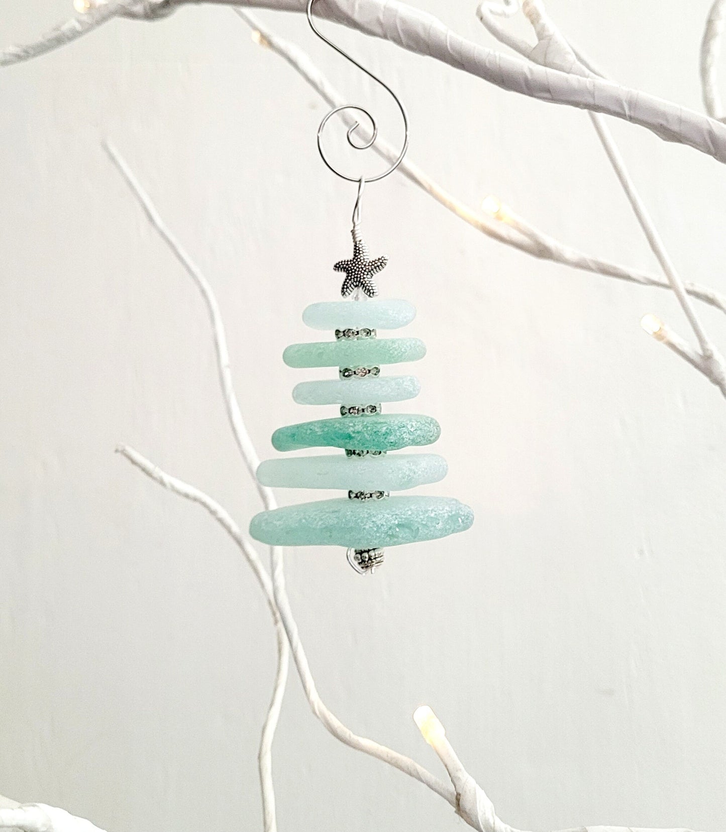 Sea Glass Christmas Tree Ornament/Sea Glass Pine Tree Ornament/Genuine Sea Glass Tree Ornament/216