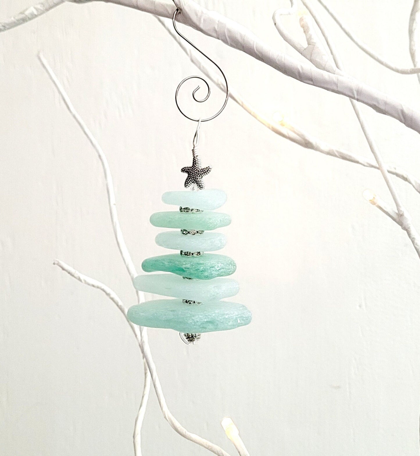 Sea Glass Christmas Tree Ornament/Sea Glass Pine Tree Ornament/Genuine Sea Glass Tree Ornament/216