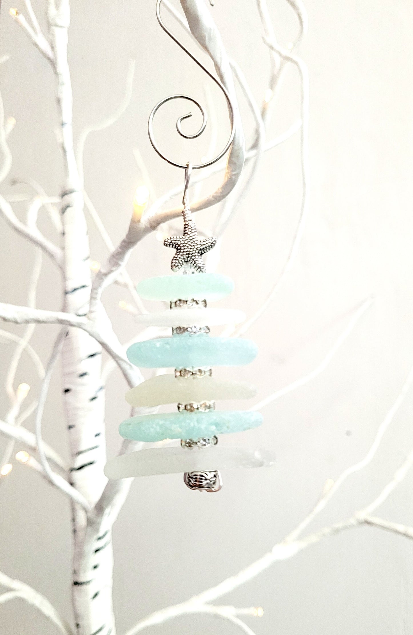 Sea Glass Christmas Tree Ornament/Sea Glass Pine Tree Ornament/Genuine Sea Glass Tree Ornament/219