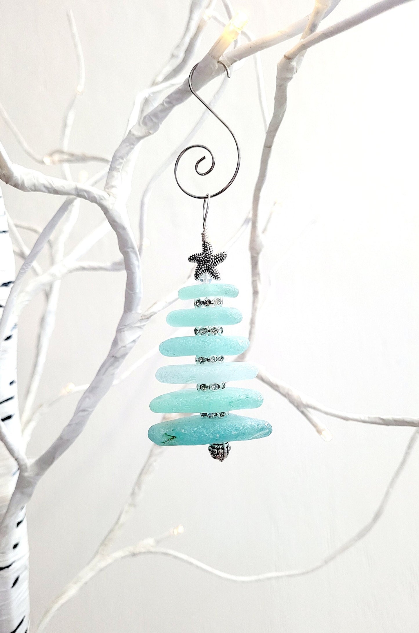 Sea Glass Christmas Tree Ornament/Sea Glass Pine Tree Ornament/Genuine Sea Glass Tree Ornament/220