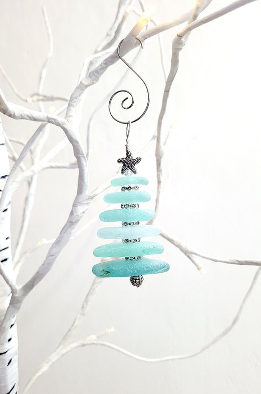 Sea Glass Christmas Tree Ornament/Sea Glass Pine Tree Ornament/Genuine Sea Glass Tree Ornament/220