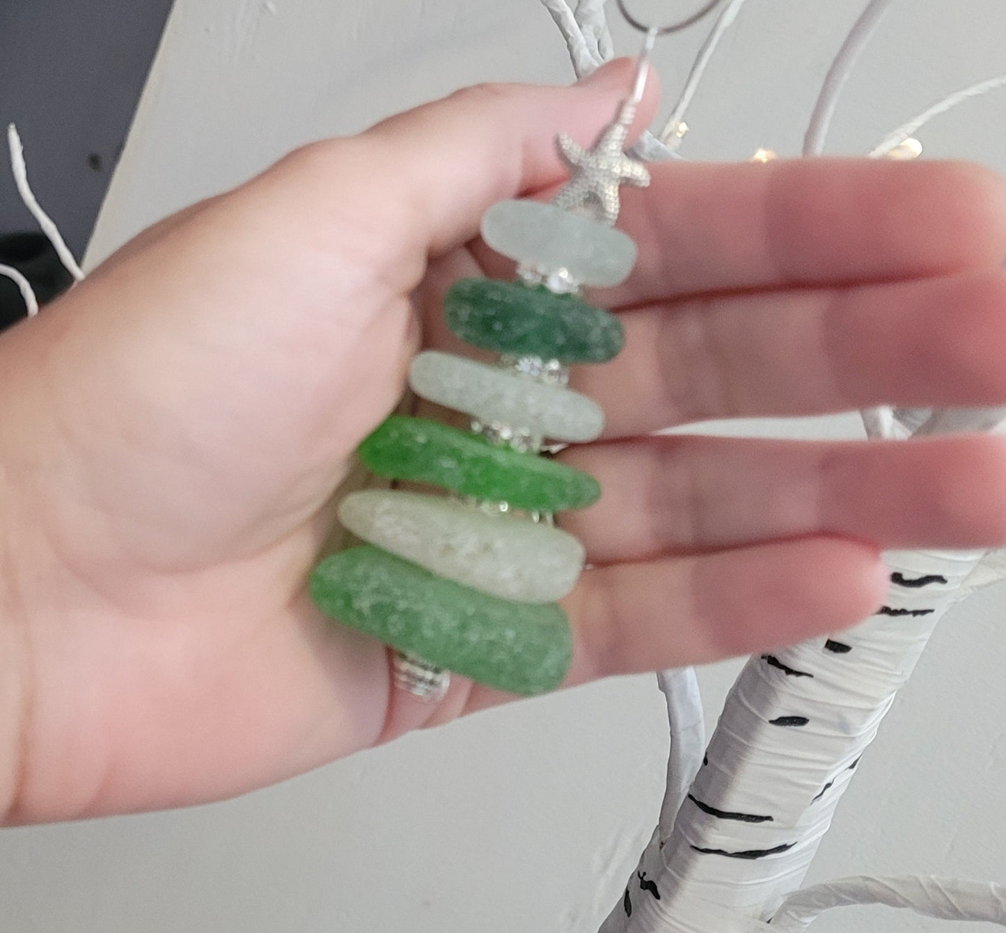 Sea Glass Christmas Tree Ornament/Sea Glass Pine Tree Ornament/Genuine Sea Glass Tree Ornament/225