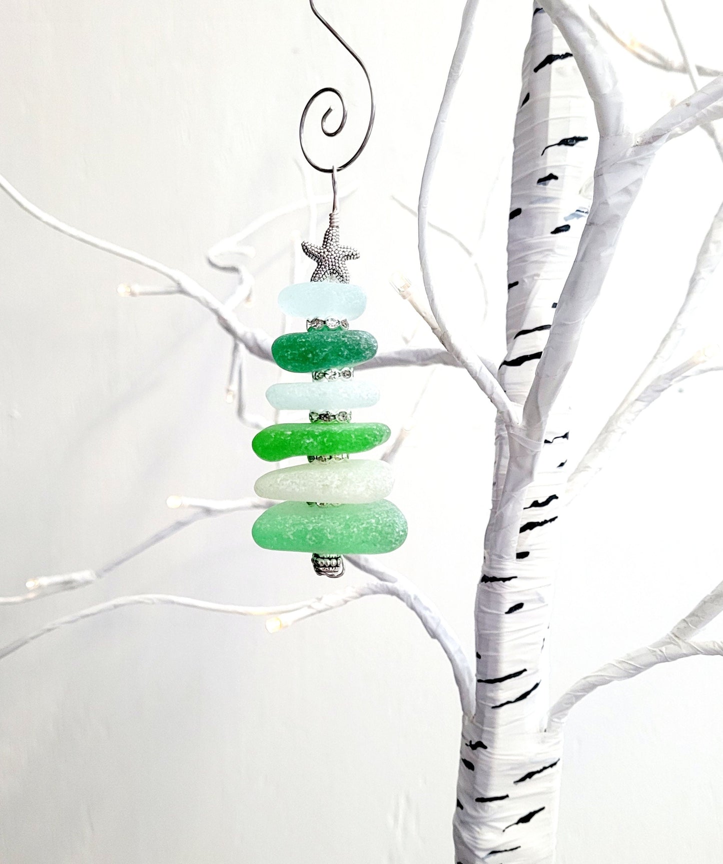 Sea Glass Christmas Tree Ornament/Sea Glass Pine Tree Ornament/Genuine Sea Glass Tree Ornament/225