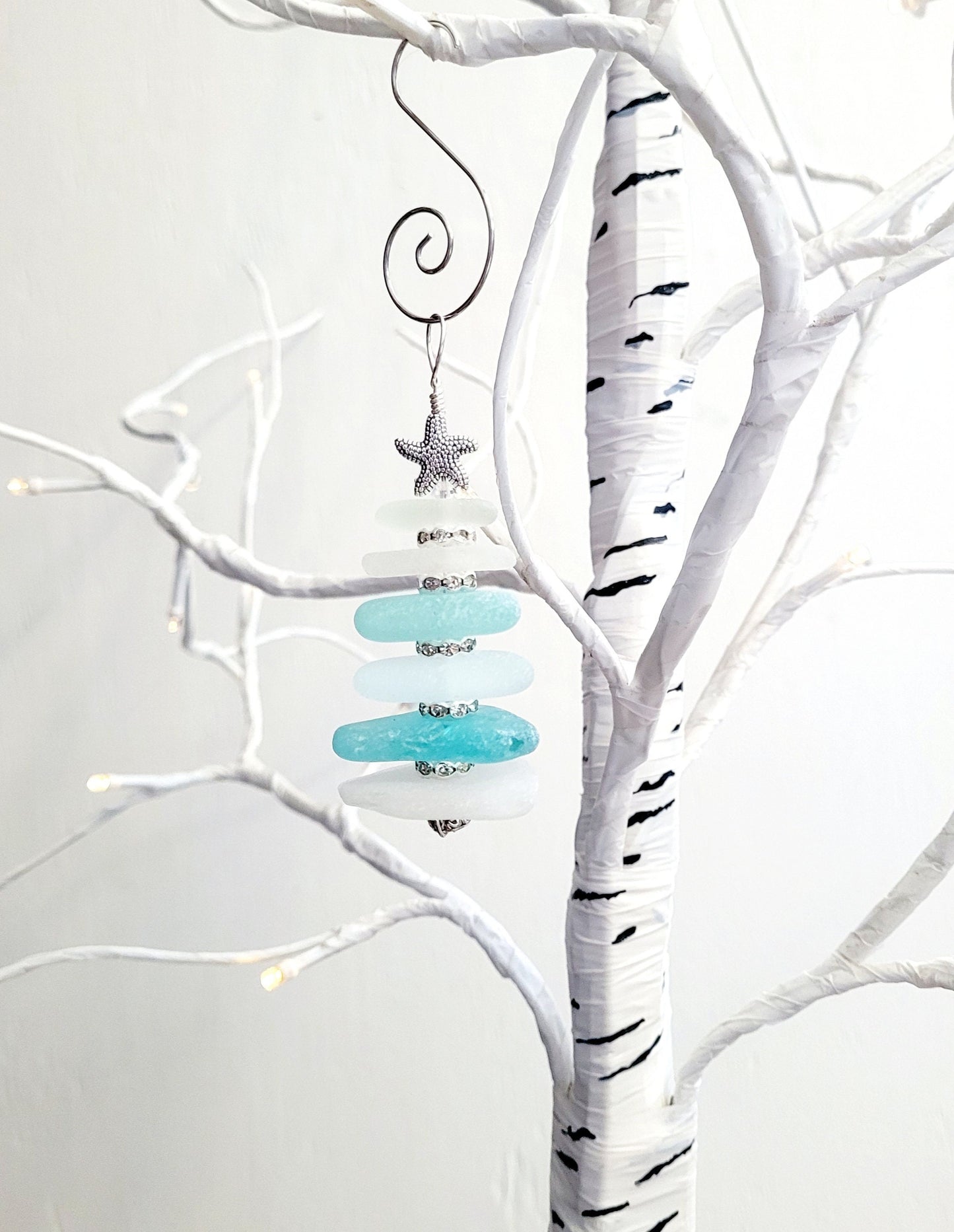 Sea Glass Christmas Tree Ornament/Sea Glass Pine Tree Ornament/Genuine Sea Glass Tree Ornament/227