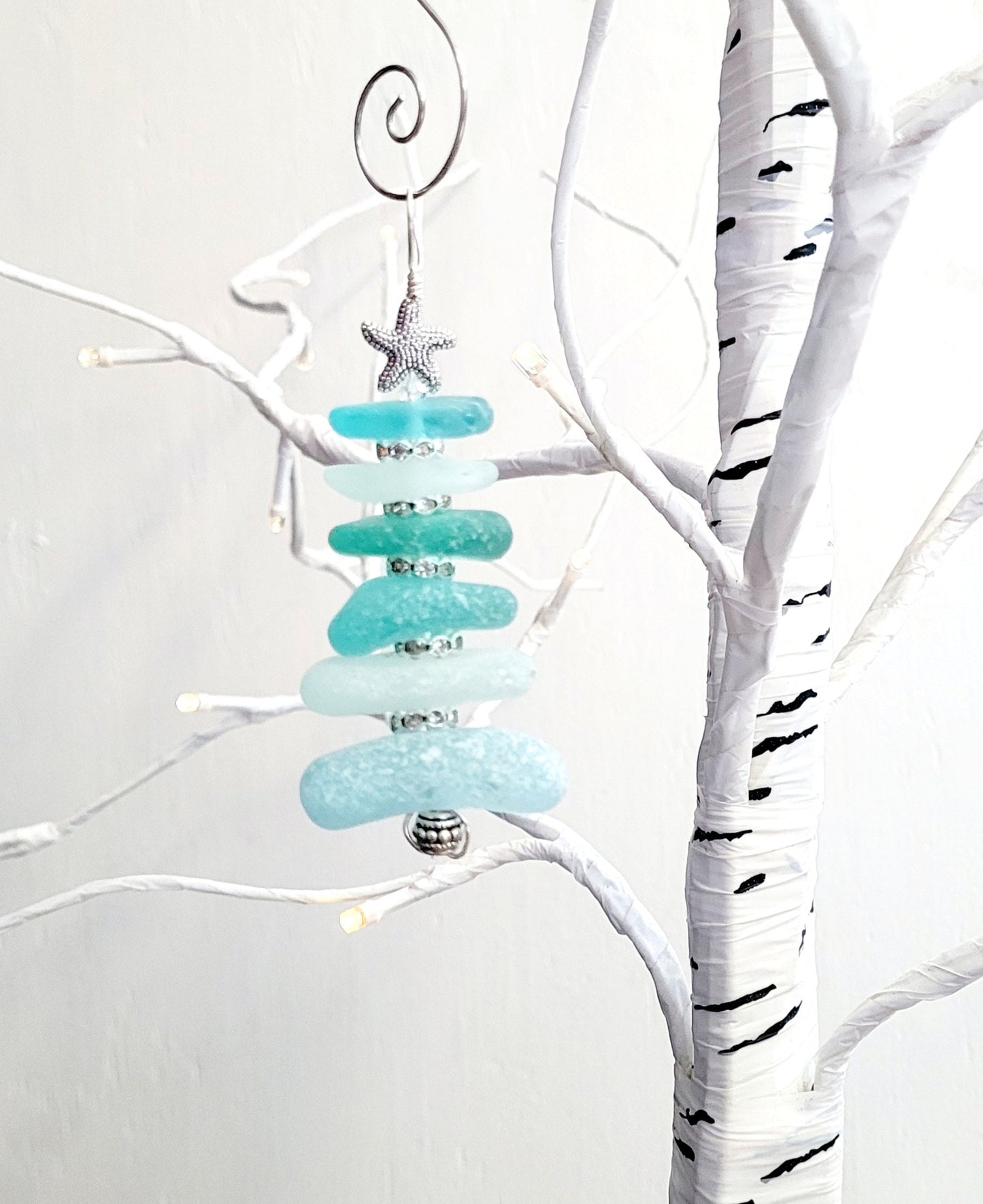 Sea Glass Christmas Tree Ornament/Sea Glass Pine Tree Ornament/Genuine Sea Glass Tree Ornament/229