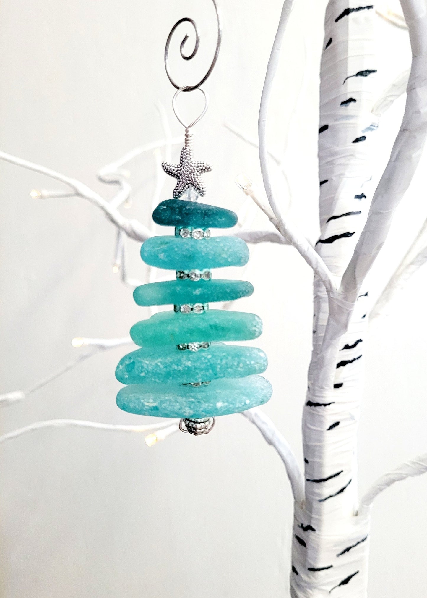 Sea Glass Christmas Tree Ornament/Sea Glass Pine Tree Ornament/Genuine Sea Glass Tree Ornament/230