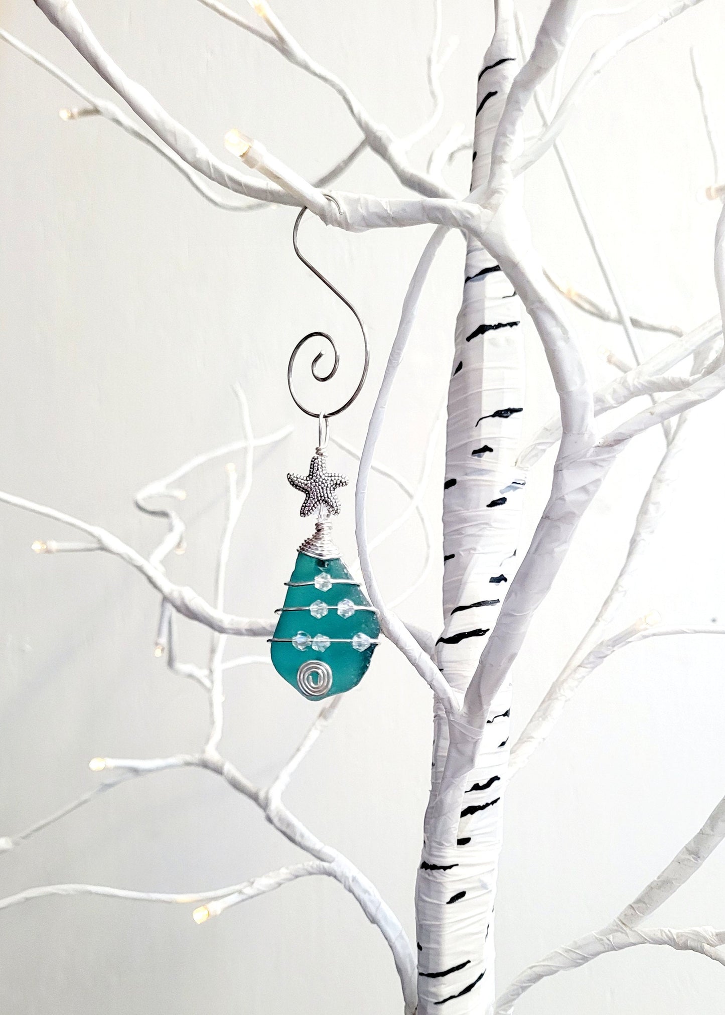 Genuine Sea Glass Christmas Tree Pendant/Sea Glass Christmas Tree Ornament/Coastal Ornament/Beach Decor/10d